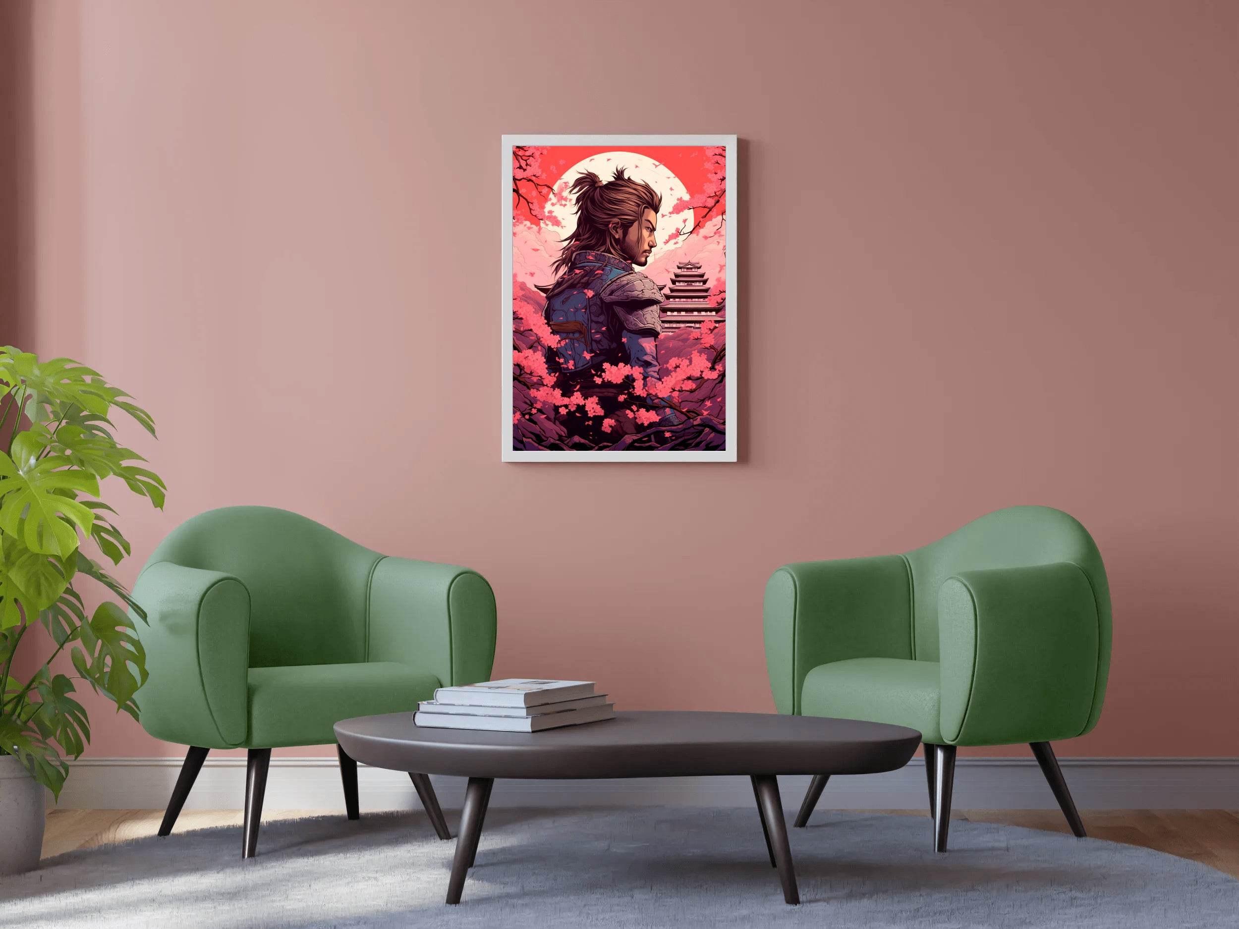 Samurai In Blossoms Anime Wall Art - beink online art store