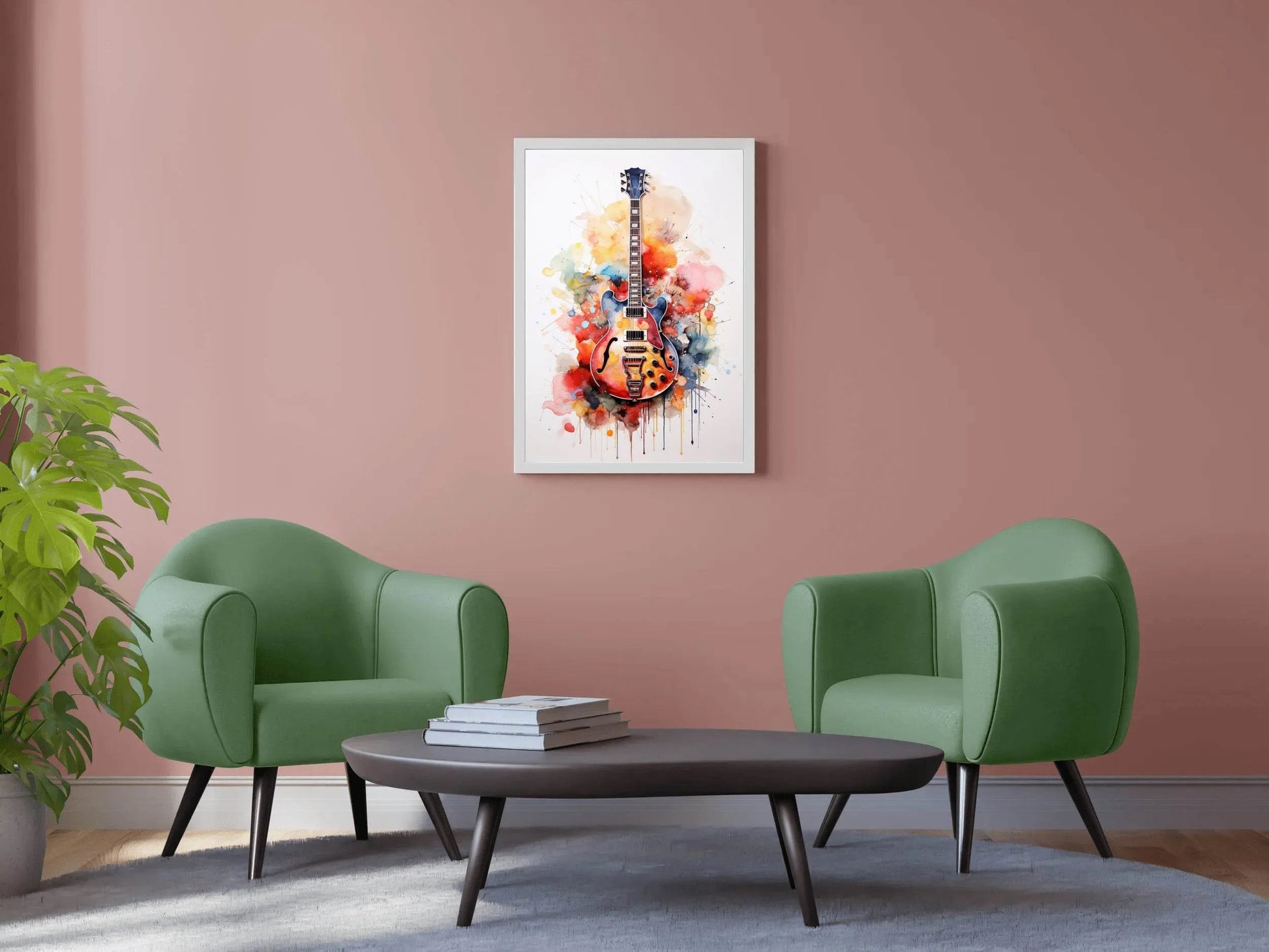 Guitar Painting With Colorful Patterns Wall Art - beink online art store