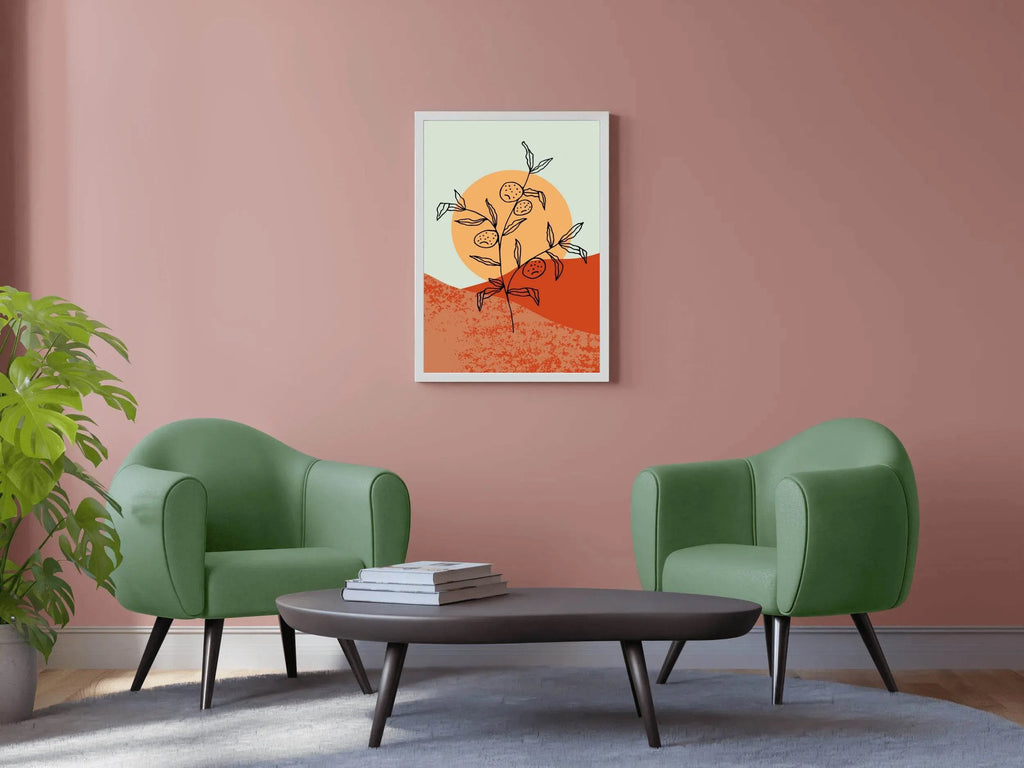 Shrivelled Plant With Sun Abstract Wall Art - beink online art store