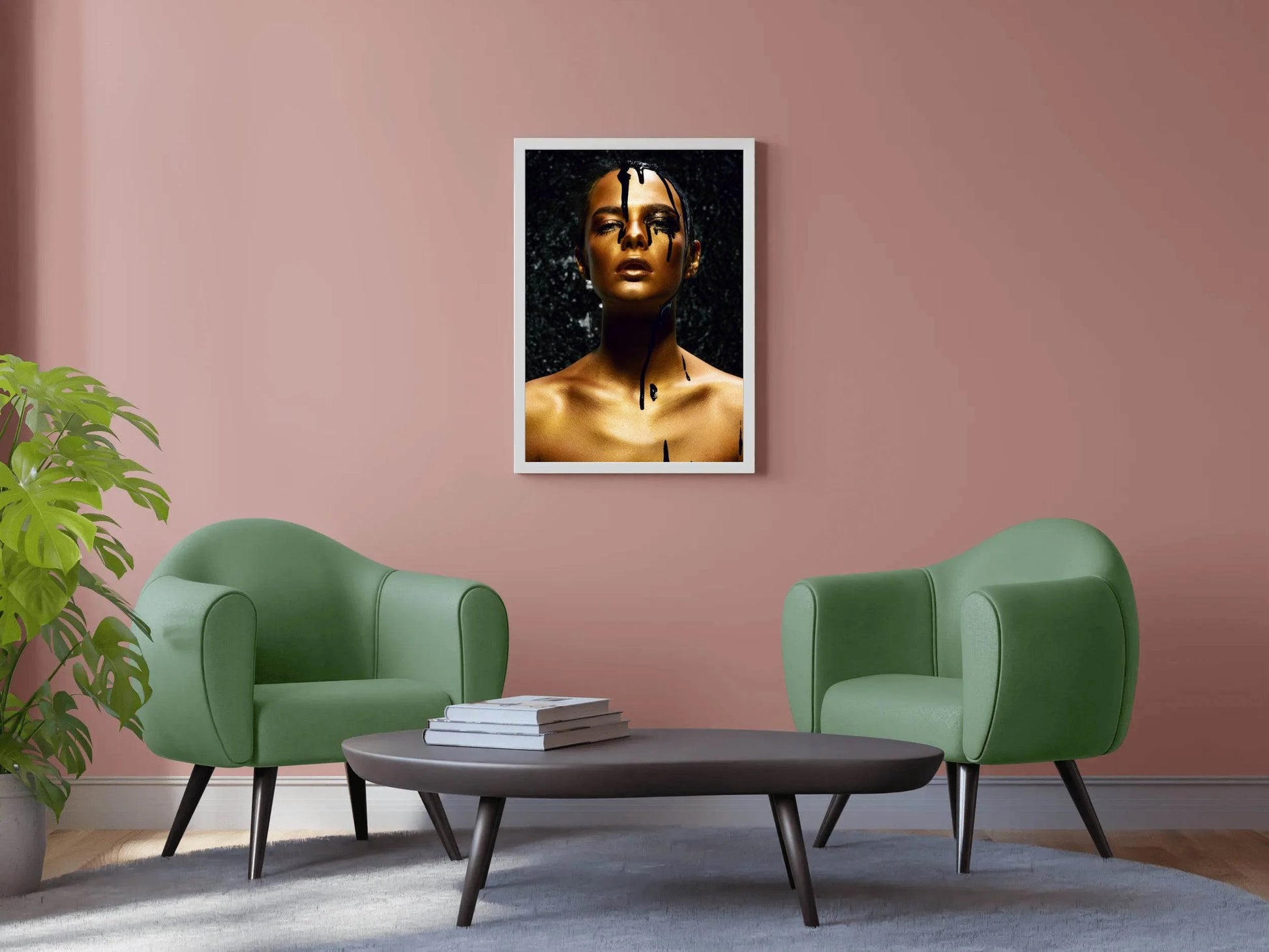 Young Woman With Golden Skin And Black Oil Wall Art - beink online art store