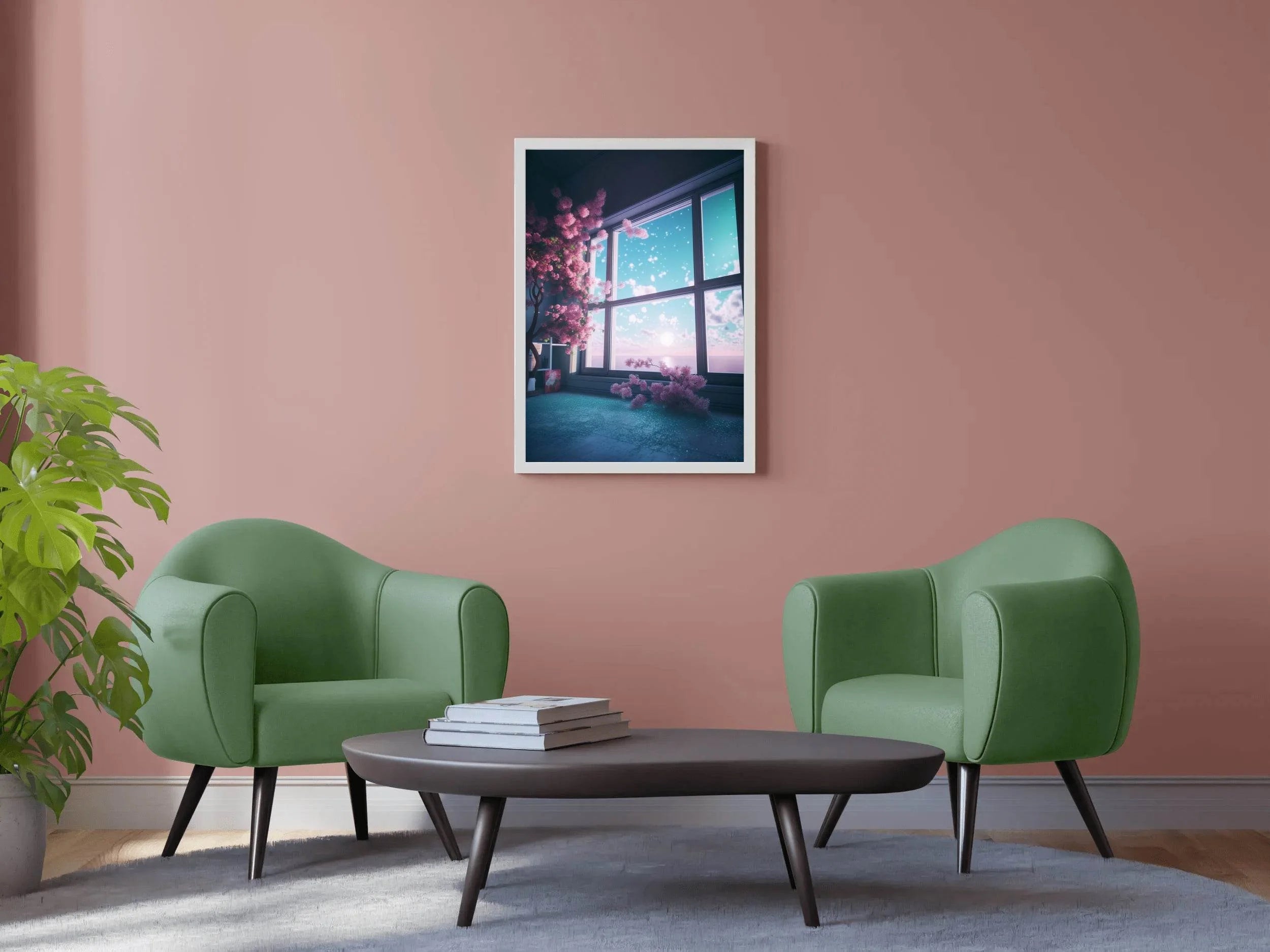 Surreal and Mystical View With Pink Blooming Cherry Trees Anime Wall Art - beink online art store