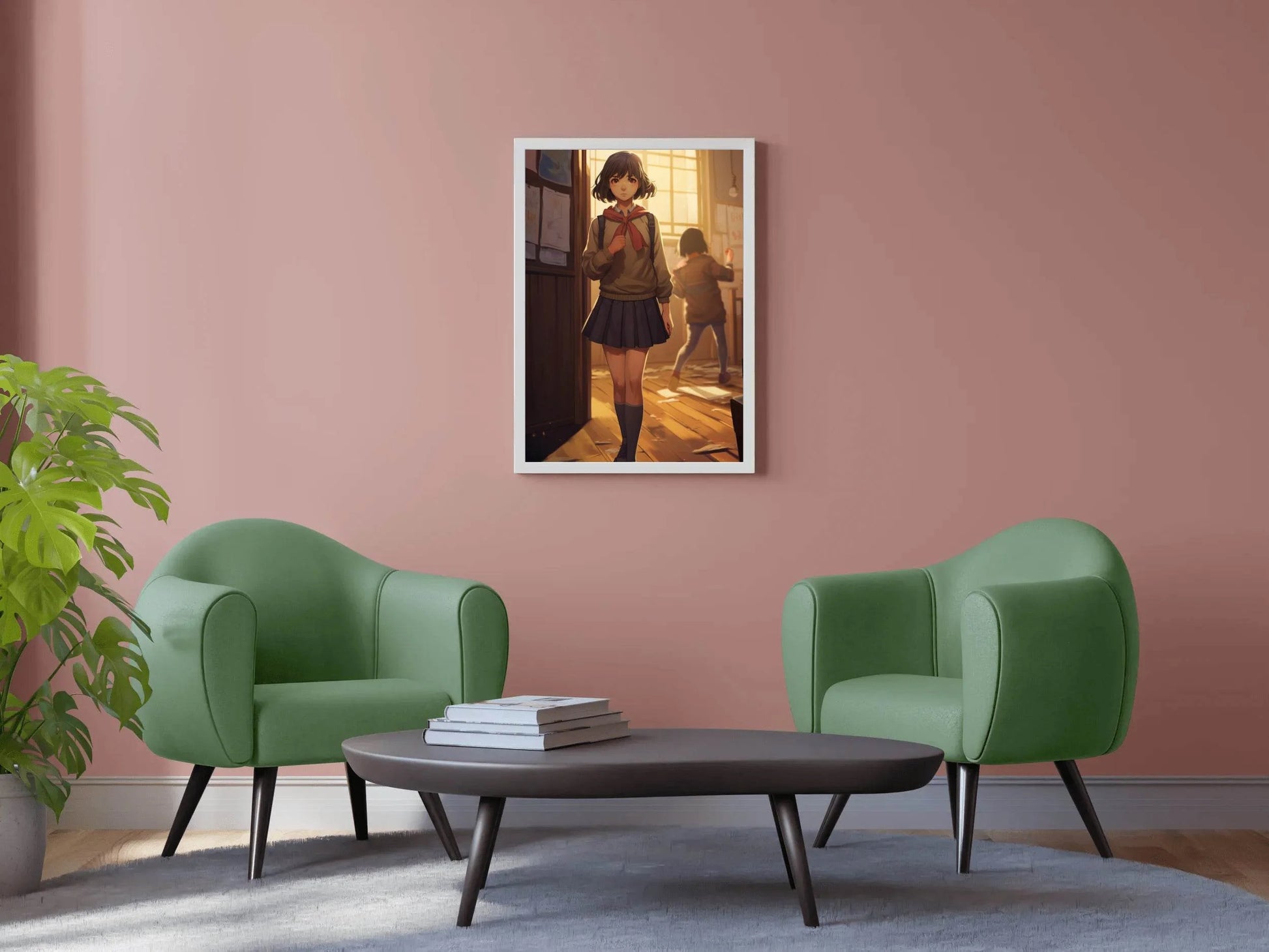 Young Student Attending School Anime Wall Art - beink online art store