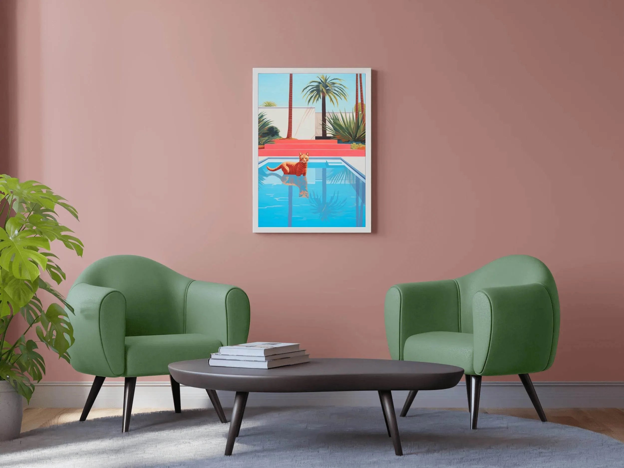 Cat Cool on Poolside Modern Wall Art - beink online art store