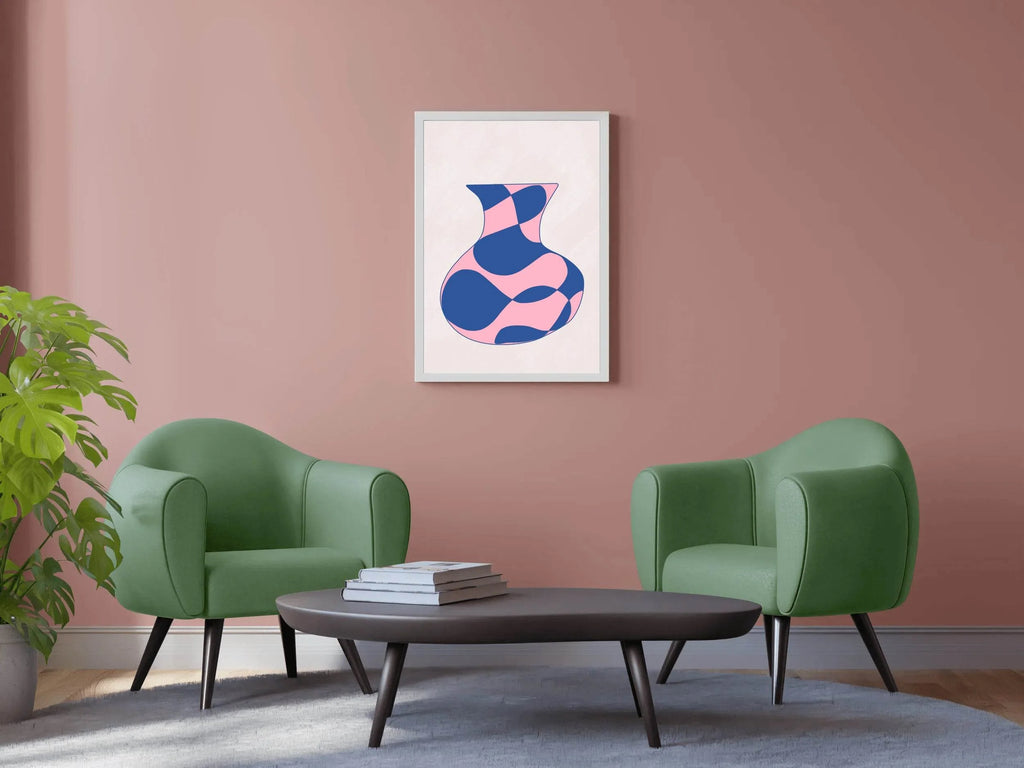 Pink And Blue Vase Wall Art - beink online art store