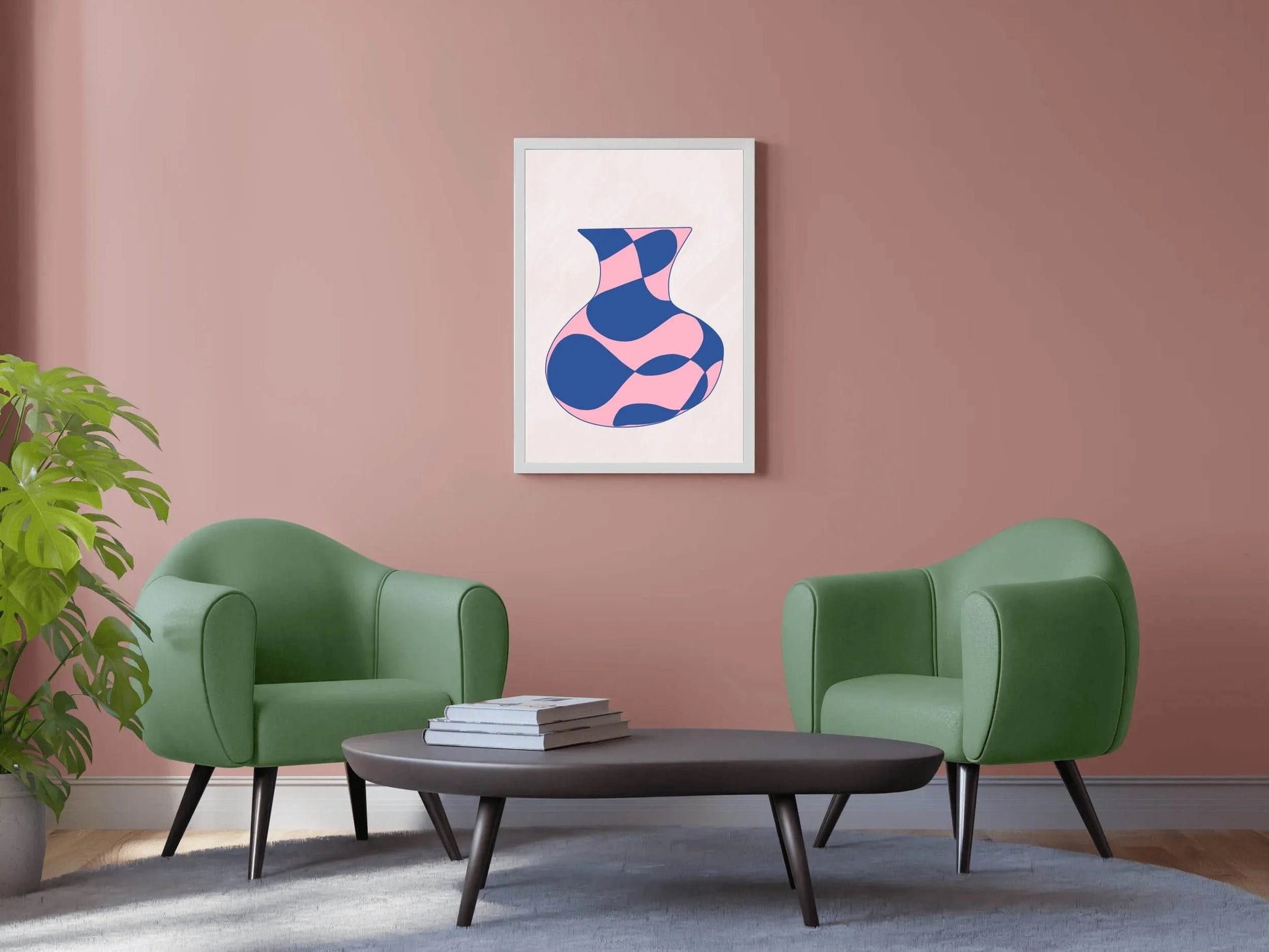 Pink And Blue Vase Wall Art - beink online art store