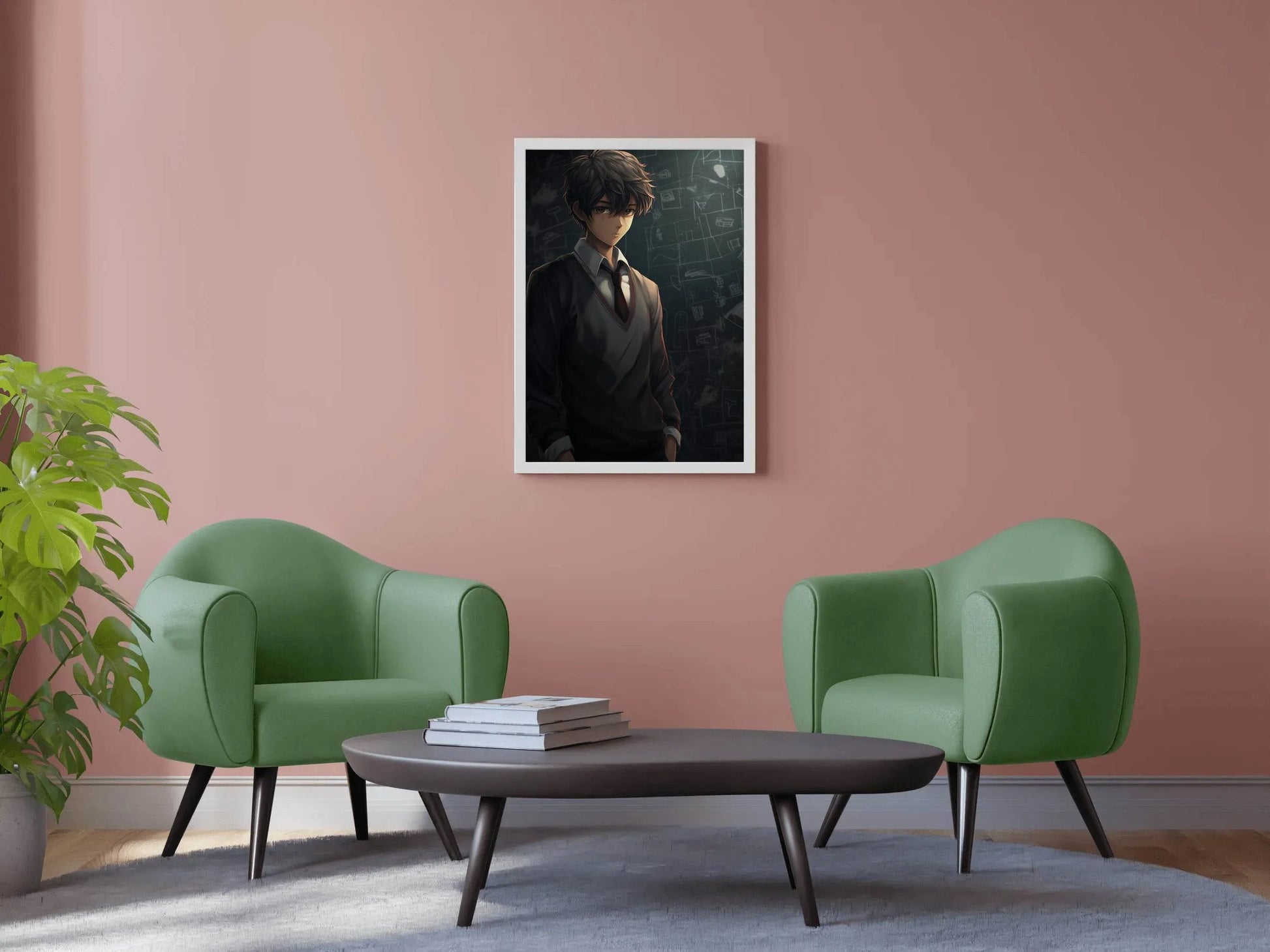 Cute School Anime Boy Aesthetic Anime Wall Art - beink online art store