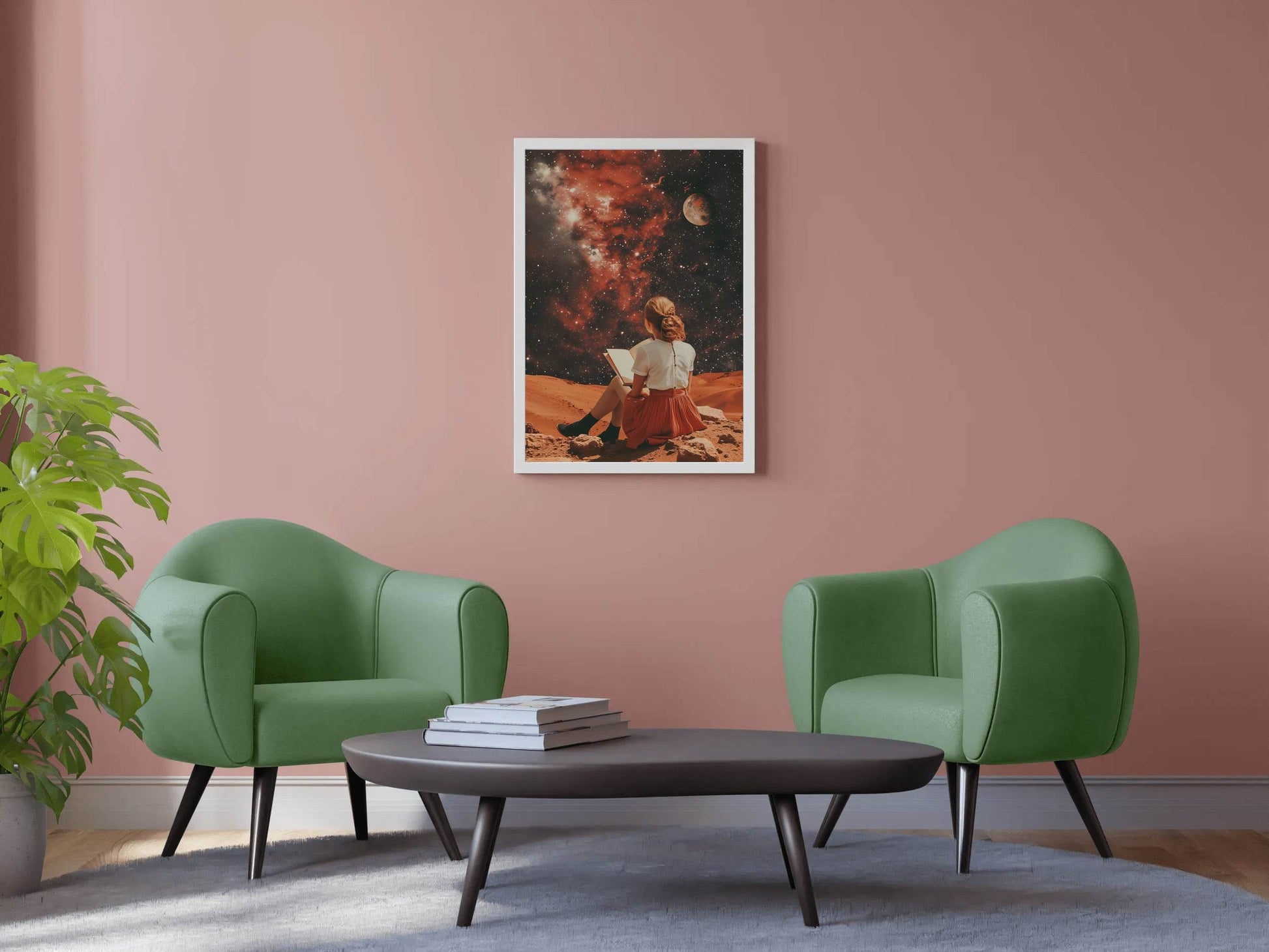 Girl Holding A Book in Space Wall Art - beink online art store