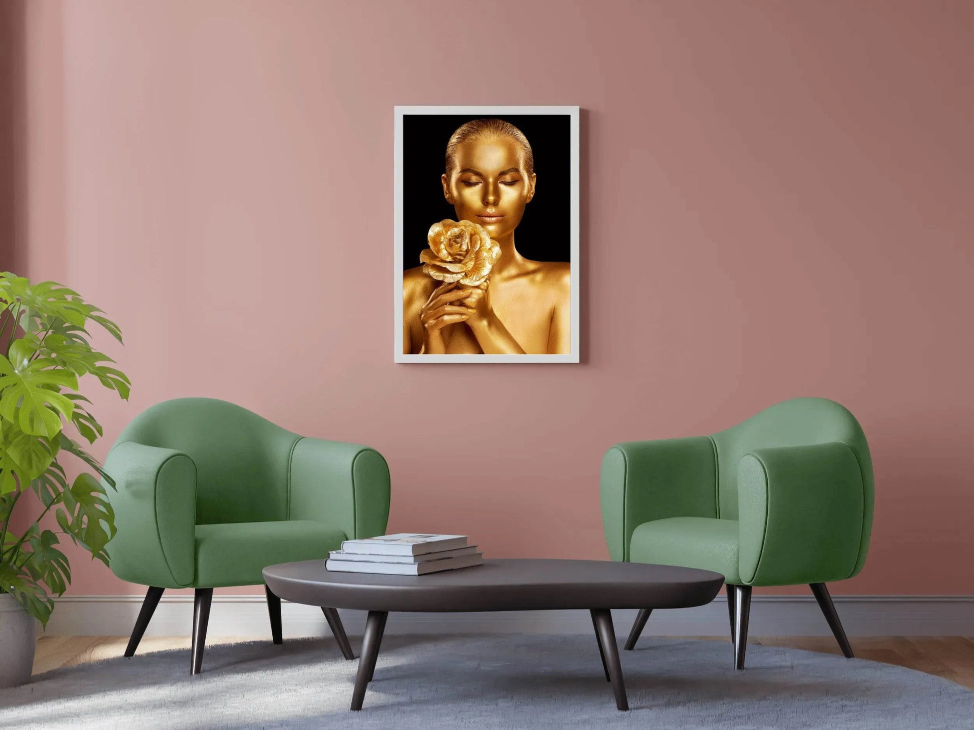 Golden Body Of a Woman With a Rose Wall Art - beink online art store