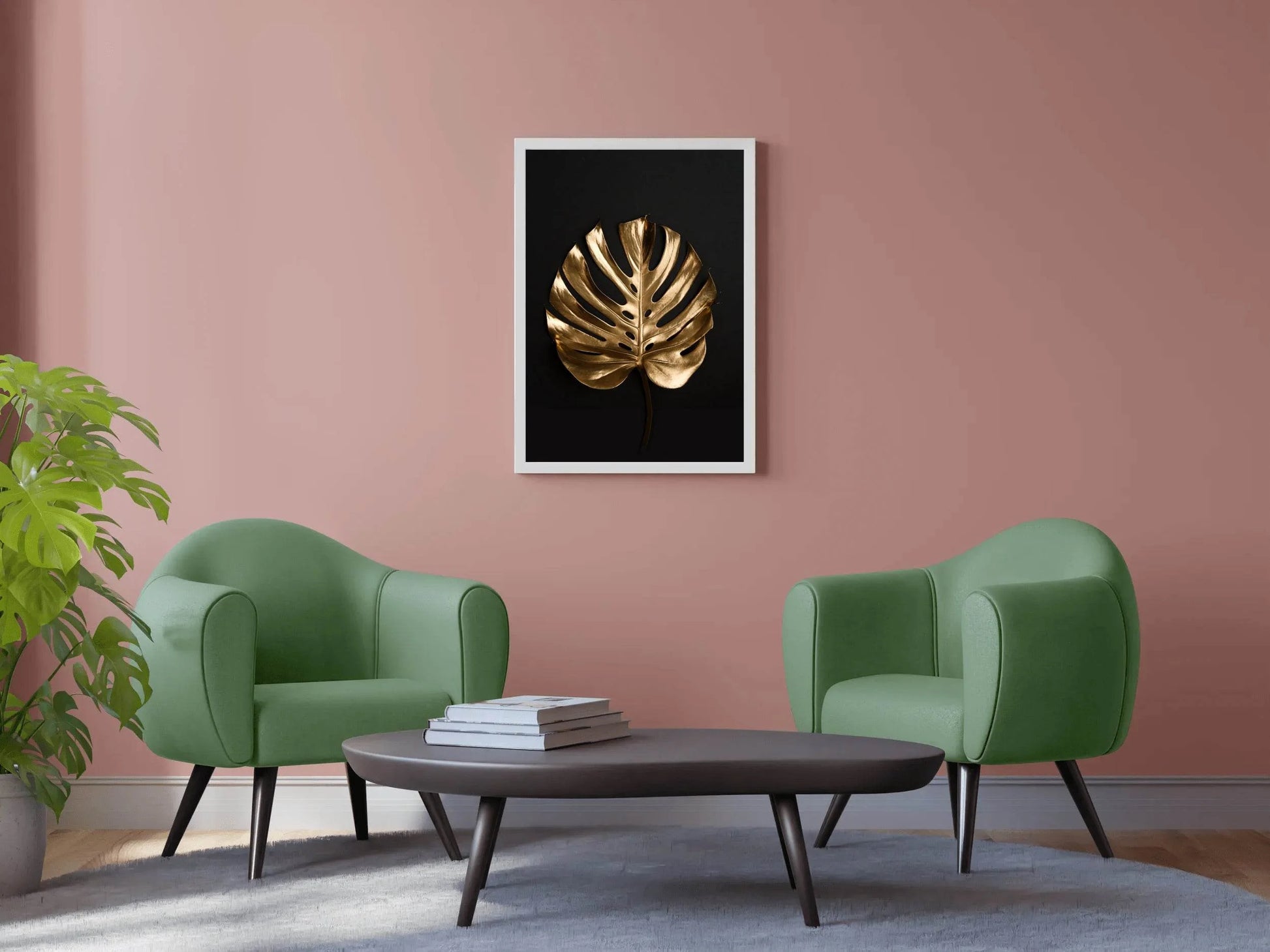 Golden Monstera Leaf Wall Art - beink online art store