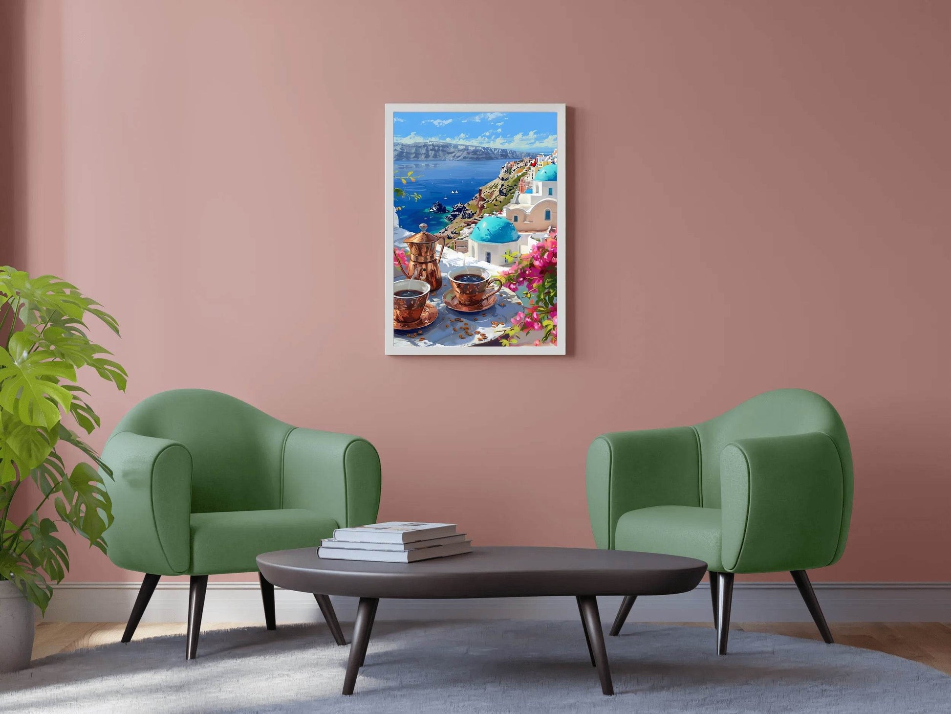 Greek Coffee in Santorini Wall Art - beink online art store