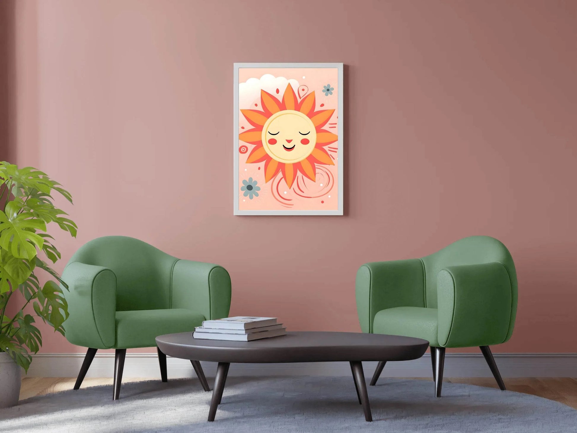 Painting of Shy Sun With Cloudy Background - beink online art store
