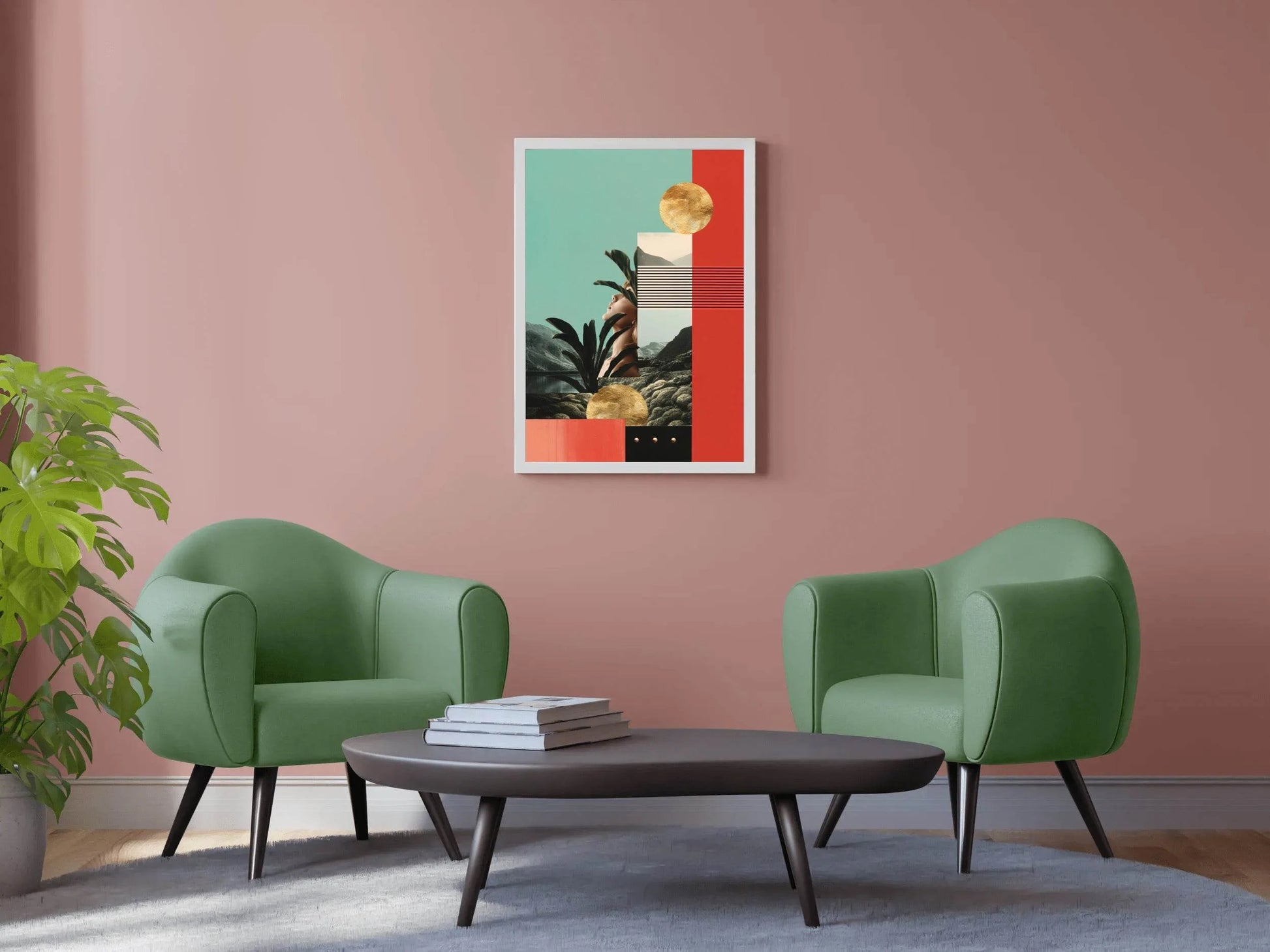 Girl Behind Geometric Shape Abstract Wall Art - beink online art store