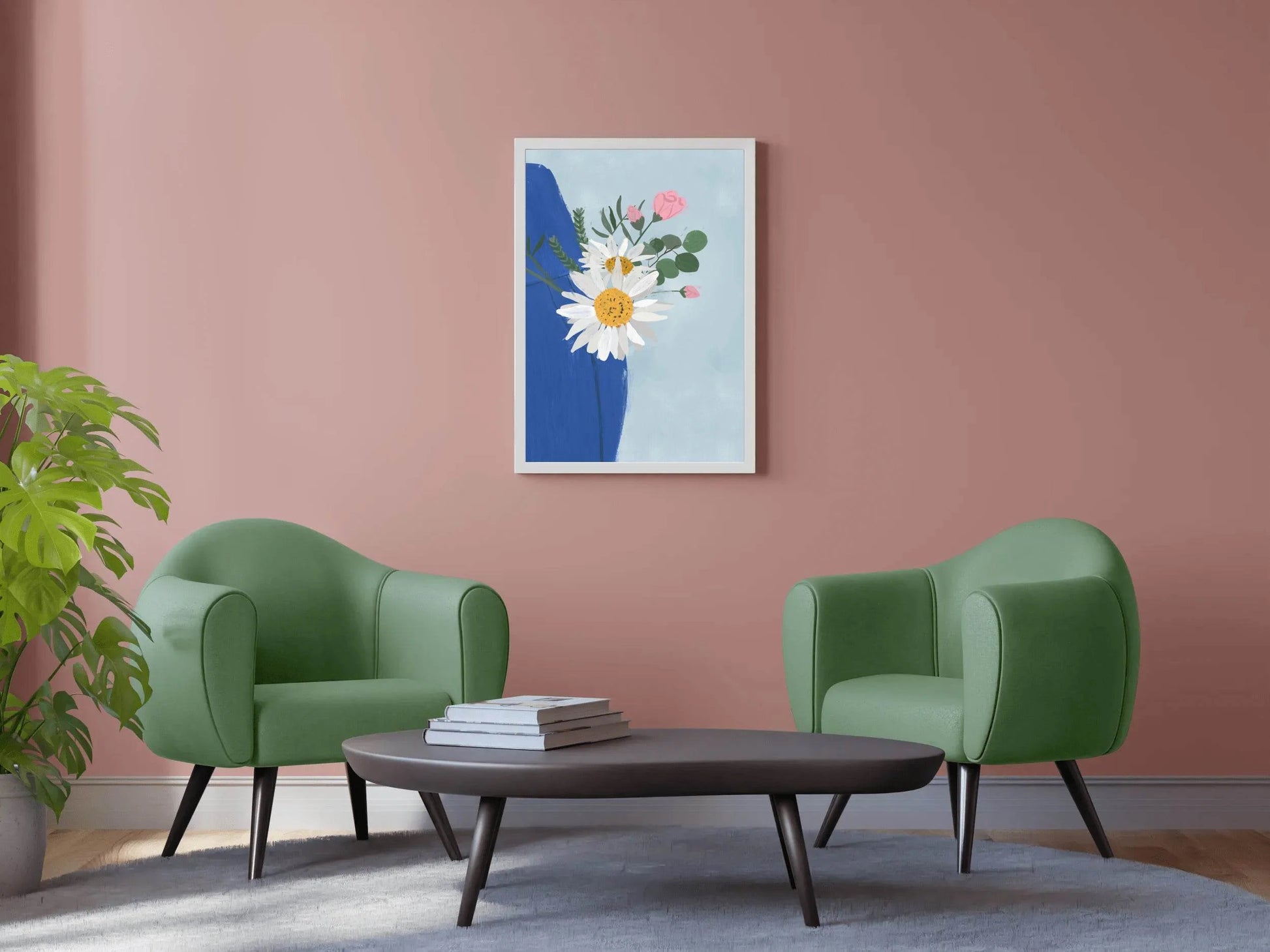 Flowers With Blue Vase Wall Art - beink online art store