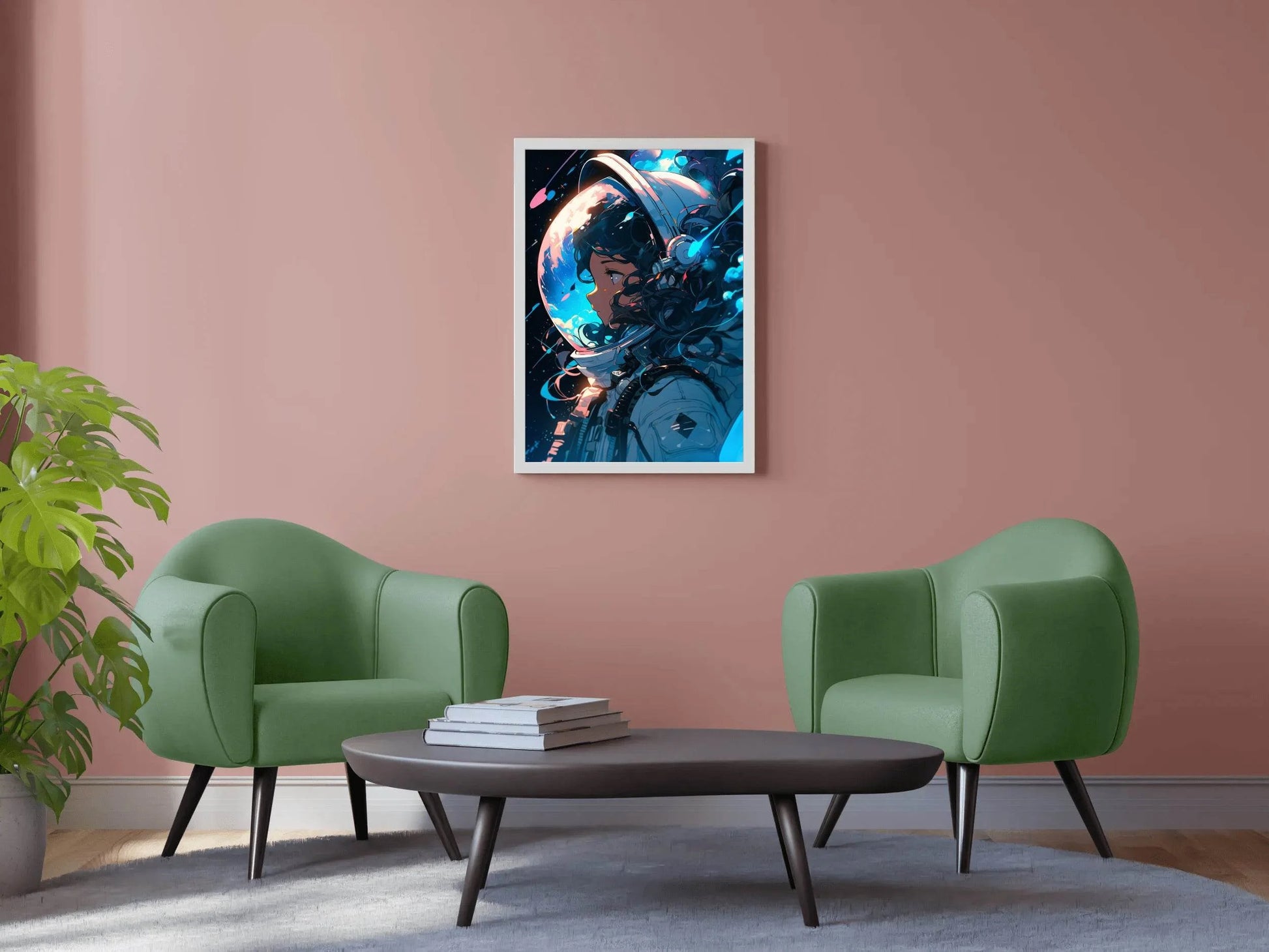 Anime Girl in Space Suit with Glowing Lights on Her Face Wall Art - beink online art store