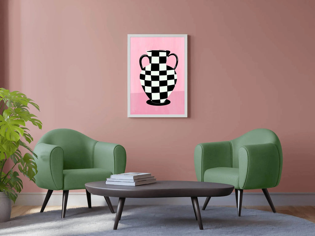 Checkered Vase Painting Wall Art - beink online art store