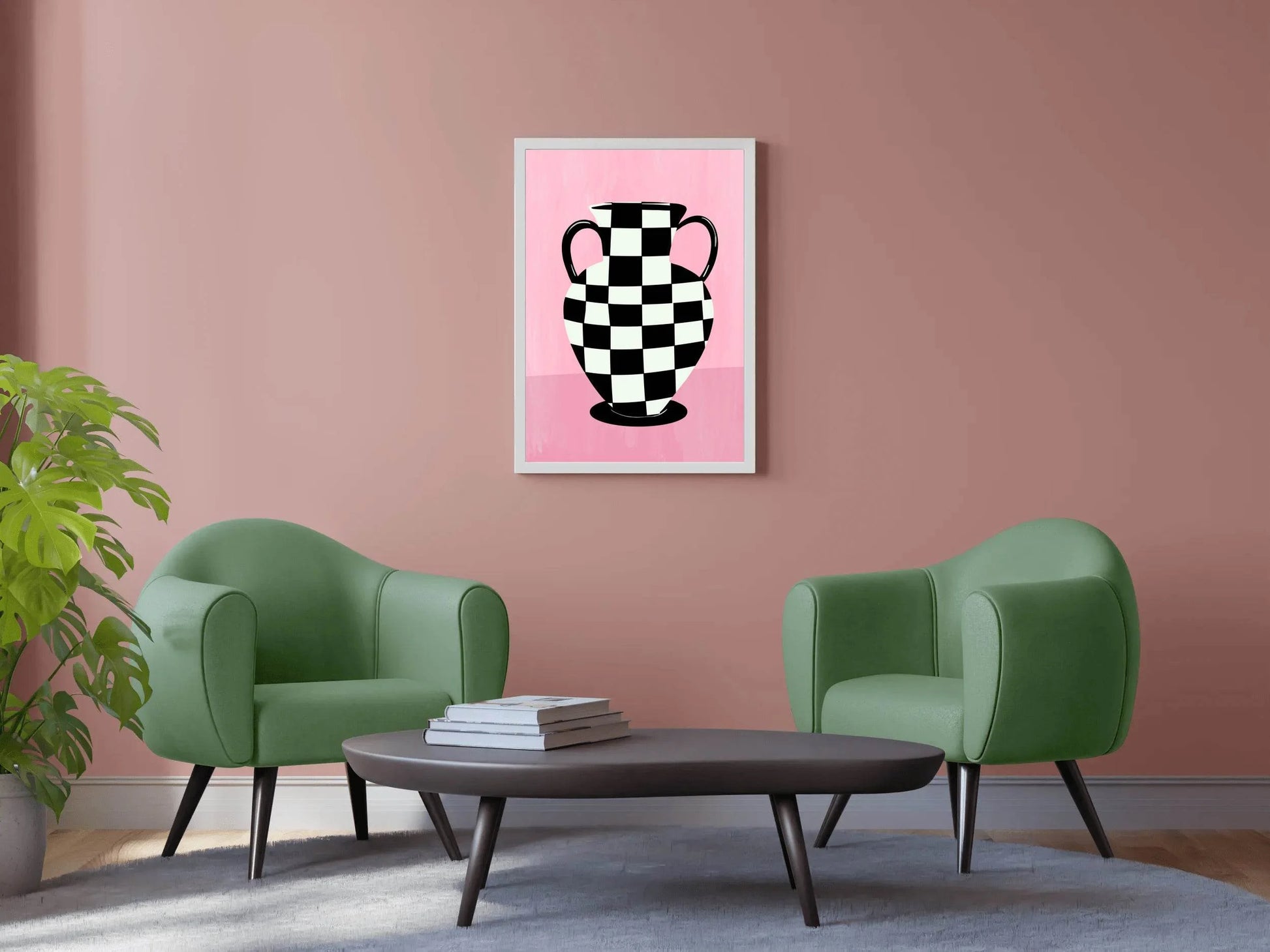 Checkered Vase Painting Wall Art - beink online art store