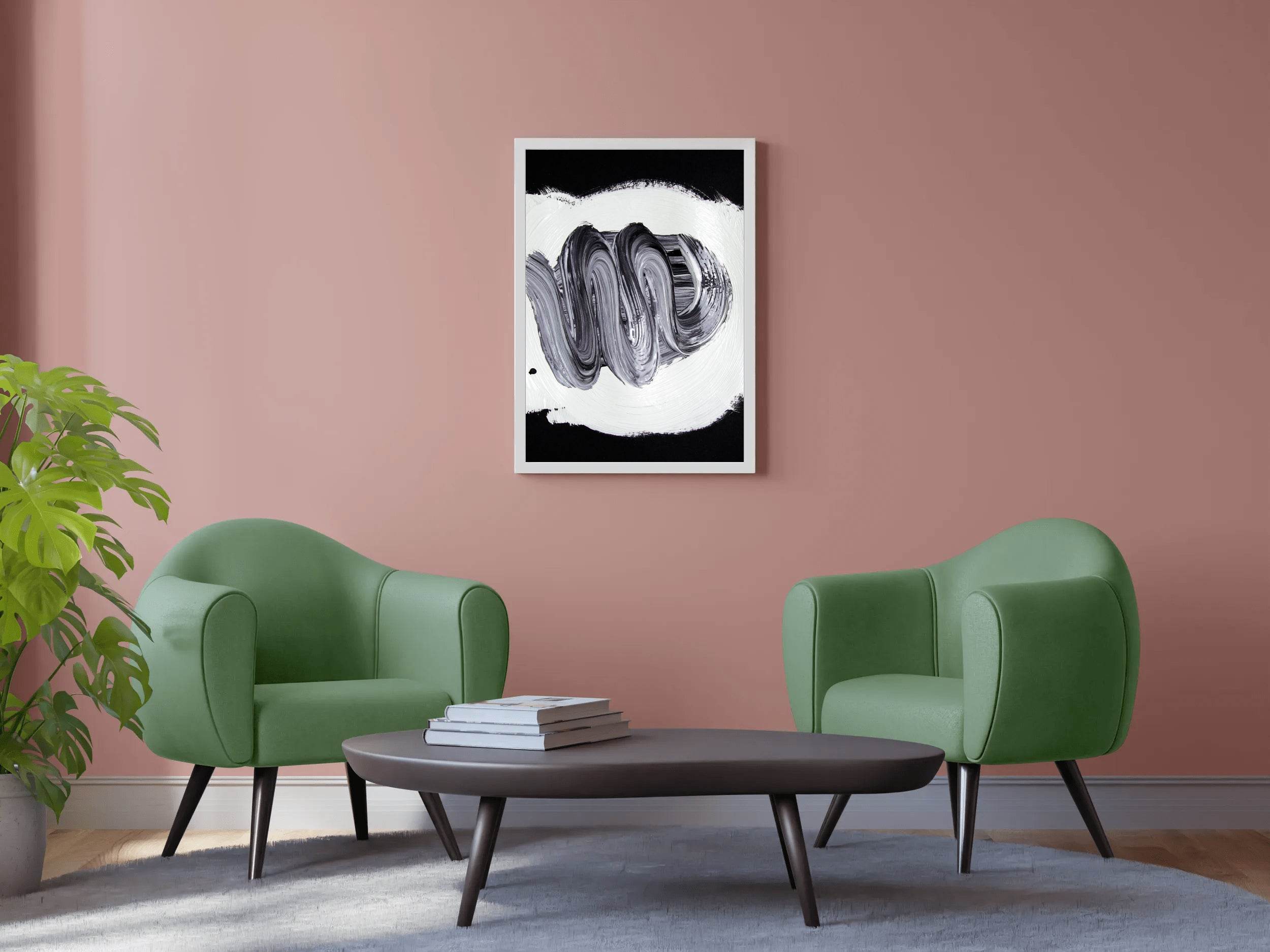 Pain Brush Stroke Black & White Wall Art - beink online art store