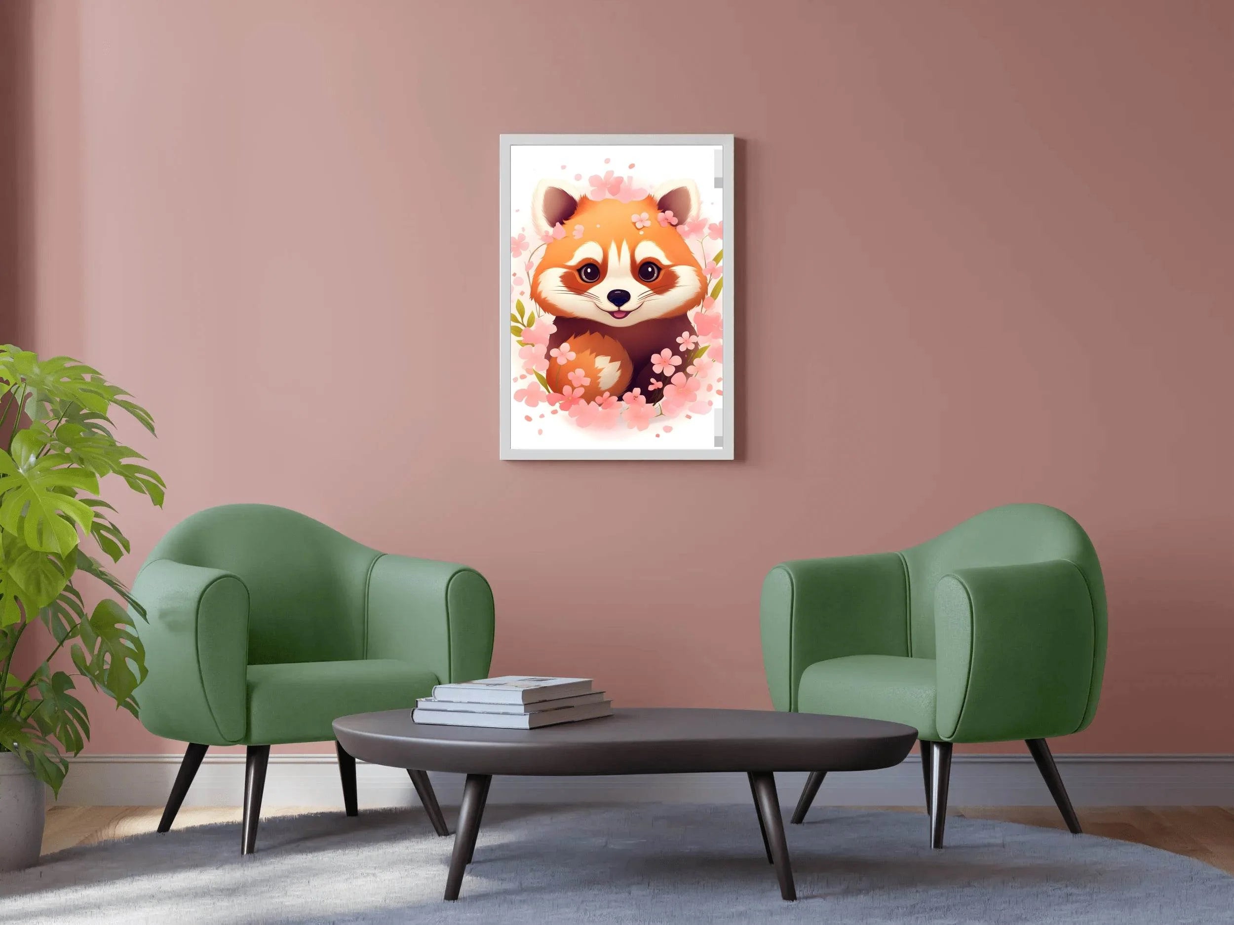 Painting of Smiling Red Teddy Cartoon - beink online art store