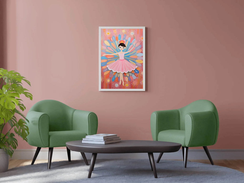 Ballet Cartoon Illustration of a Cute Little Girl - beink online art store