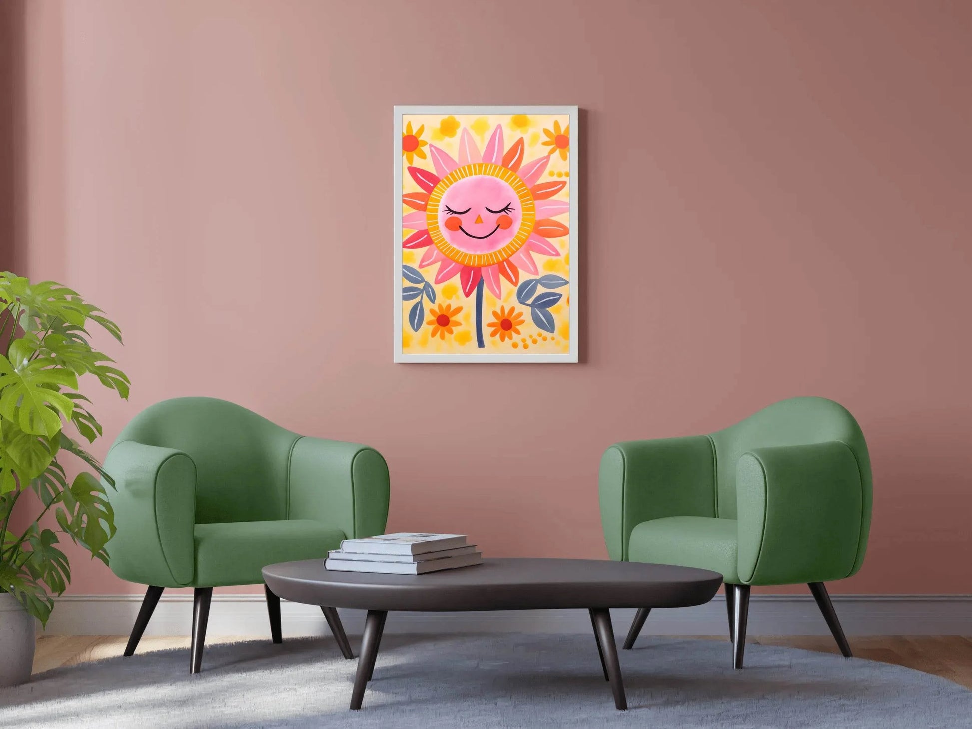 Cartoon Sunflower With Closed Eyes - beink online art store