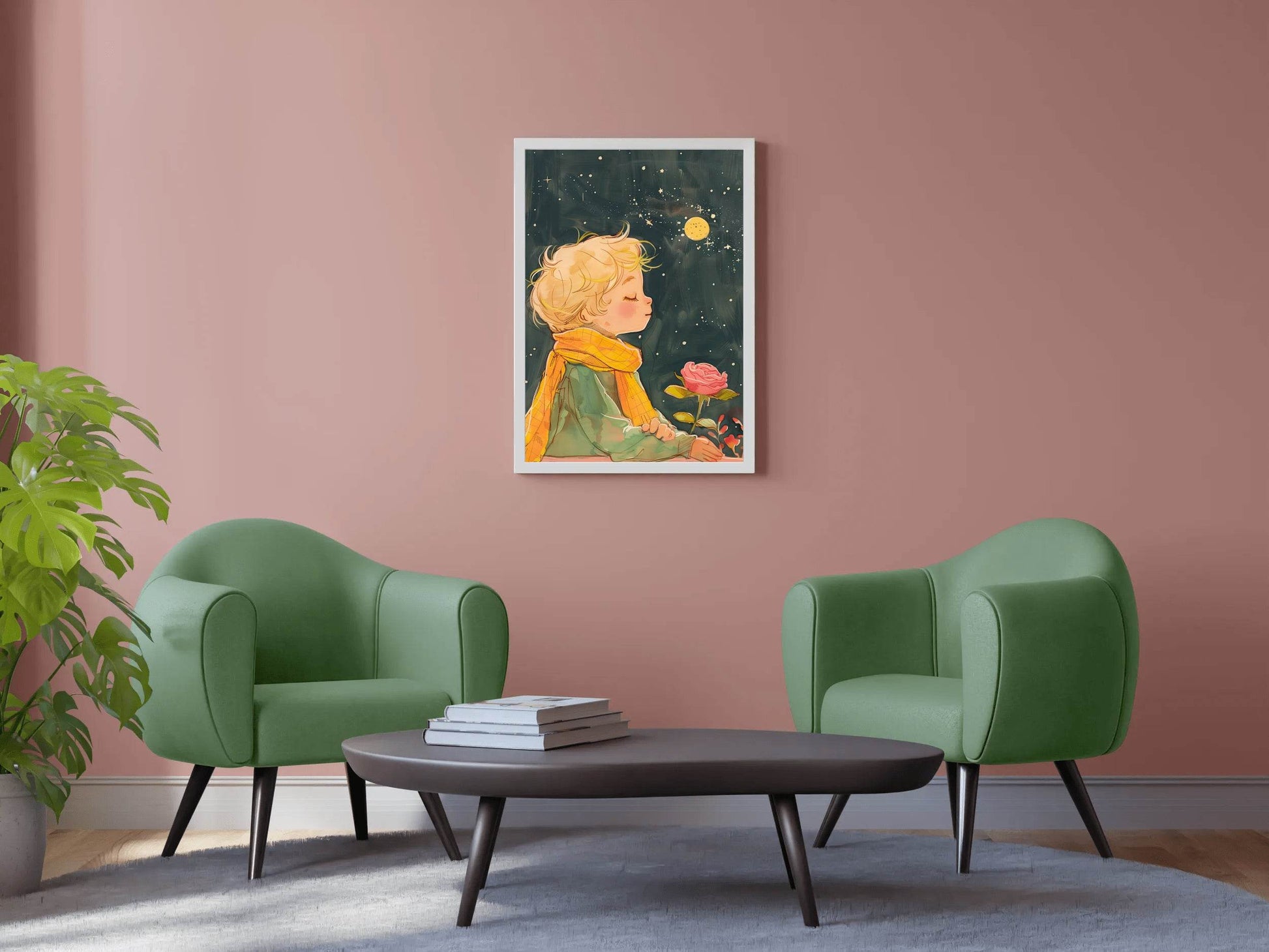 Painting of a Girl With Moon Background - beink online art store