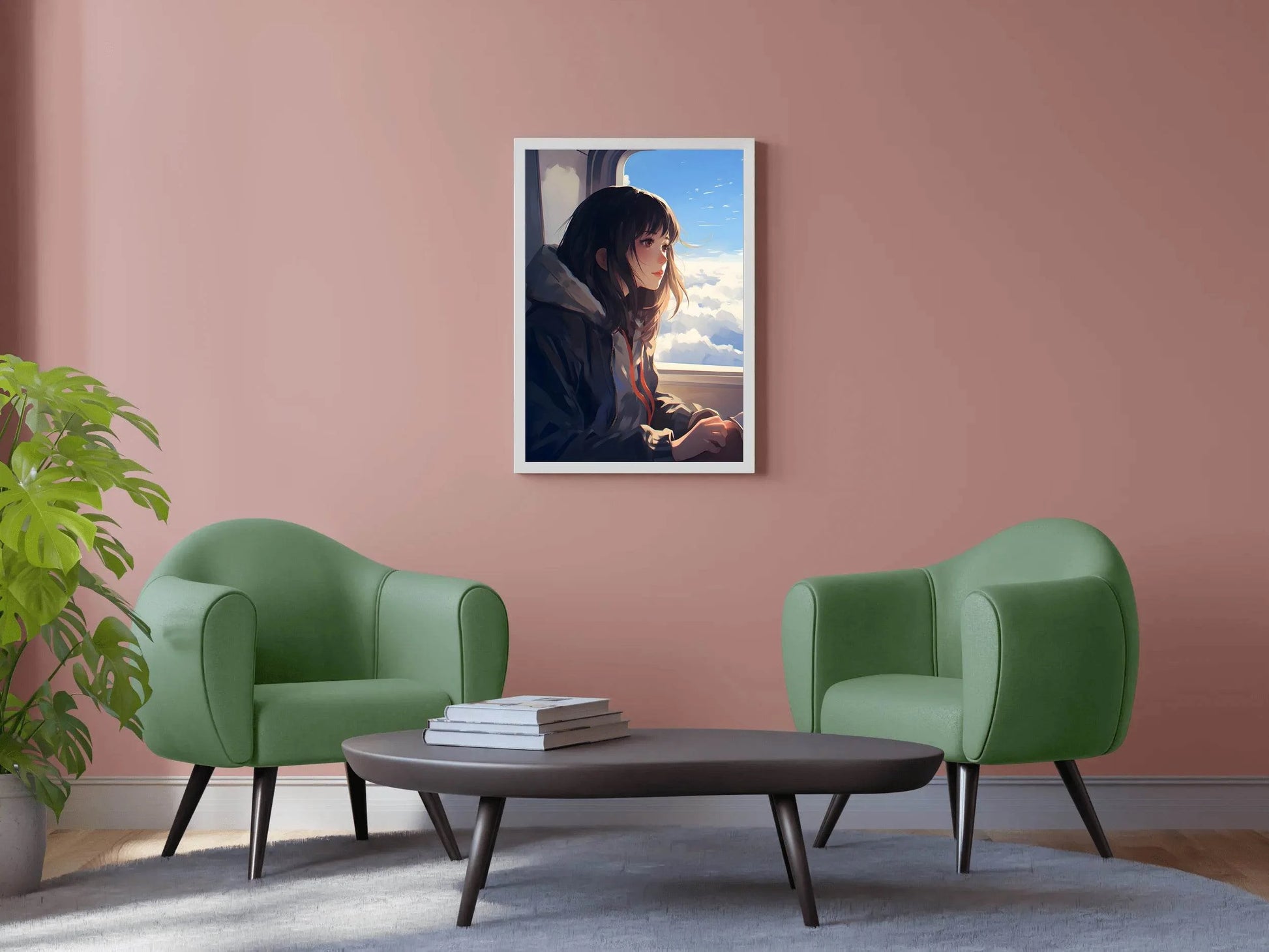 Anime character traveling in Plane Anime Wall Art - beink online art store