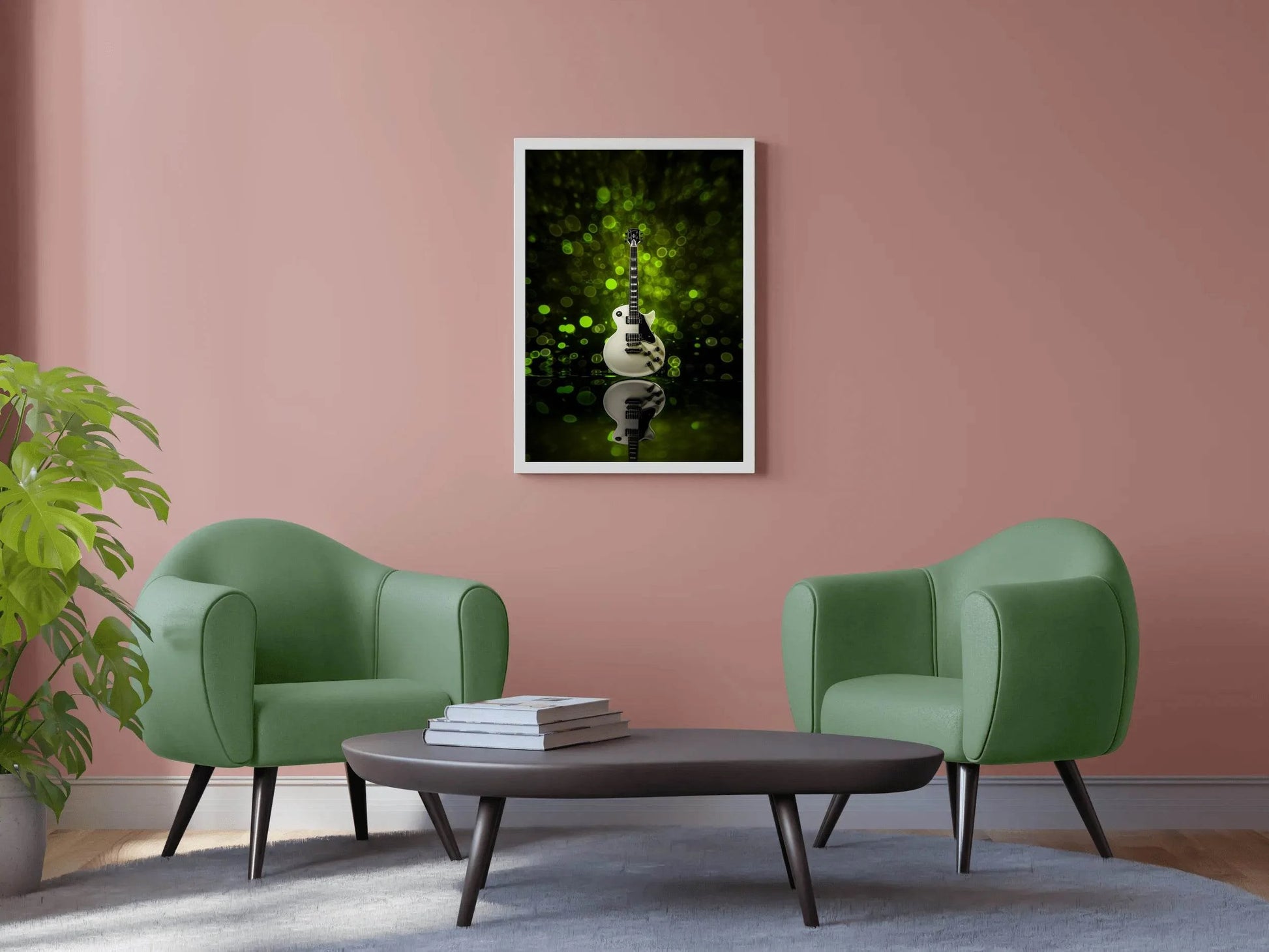 Electric Guitar With Green Background Wall Art - beink online art store