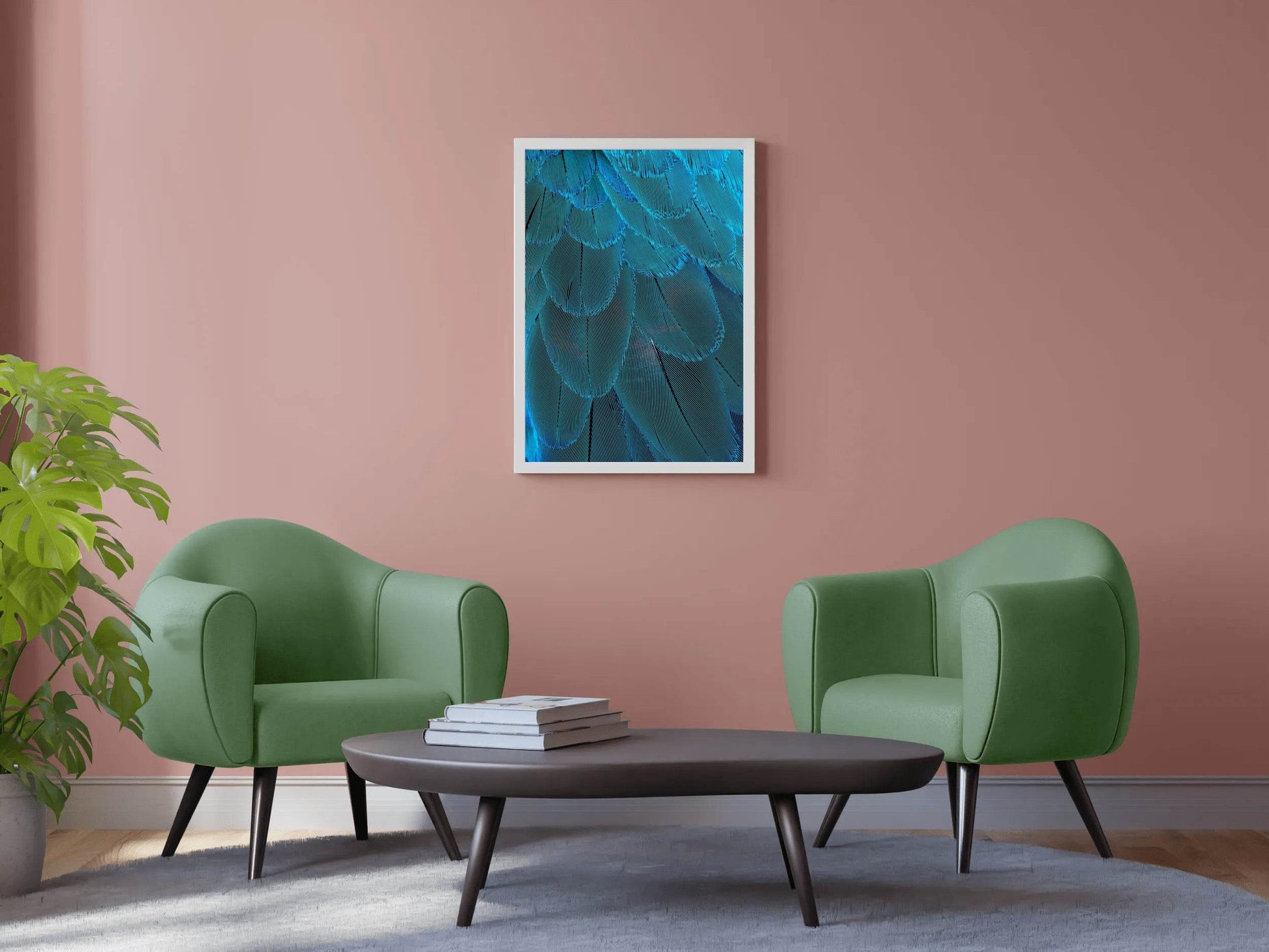 Blue Bird Feather Abstract Wall Art - beink online art store