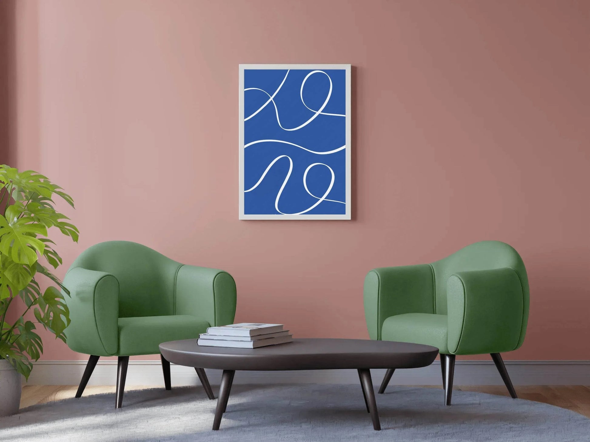 White Lines on A Blue Background Wall Art - beink online art store