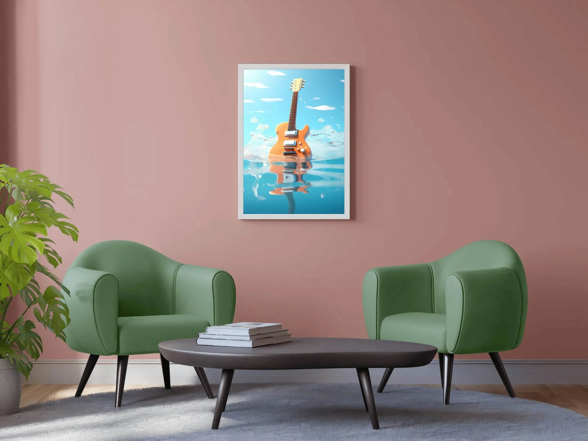 Guitar Drowned In Water Wall Art - beink online art store