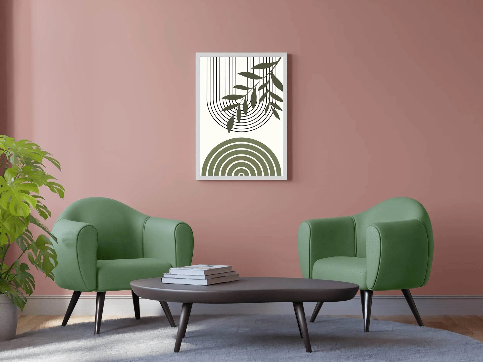 Abstract art Piece with a Leafy Branch ArtWork - beink online art store