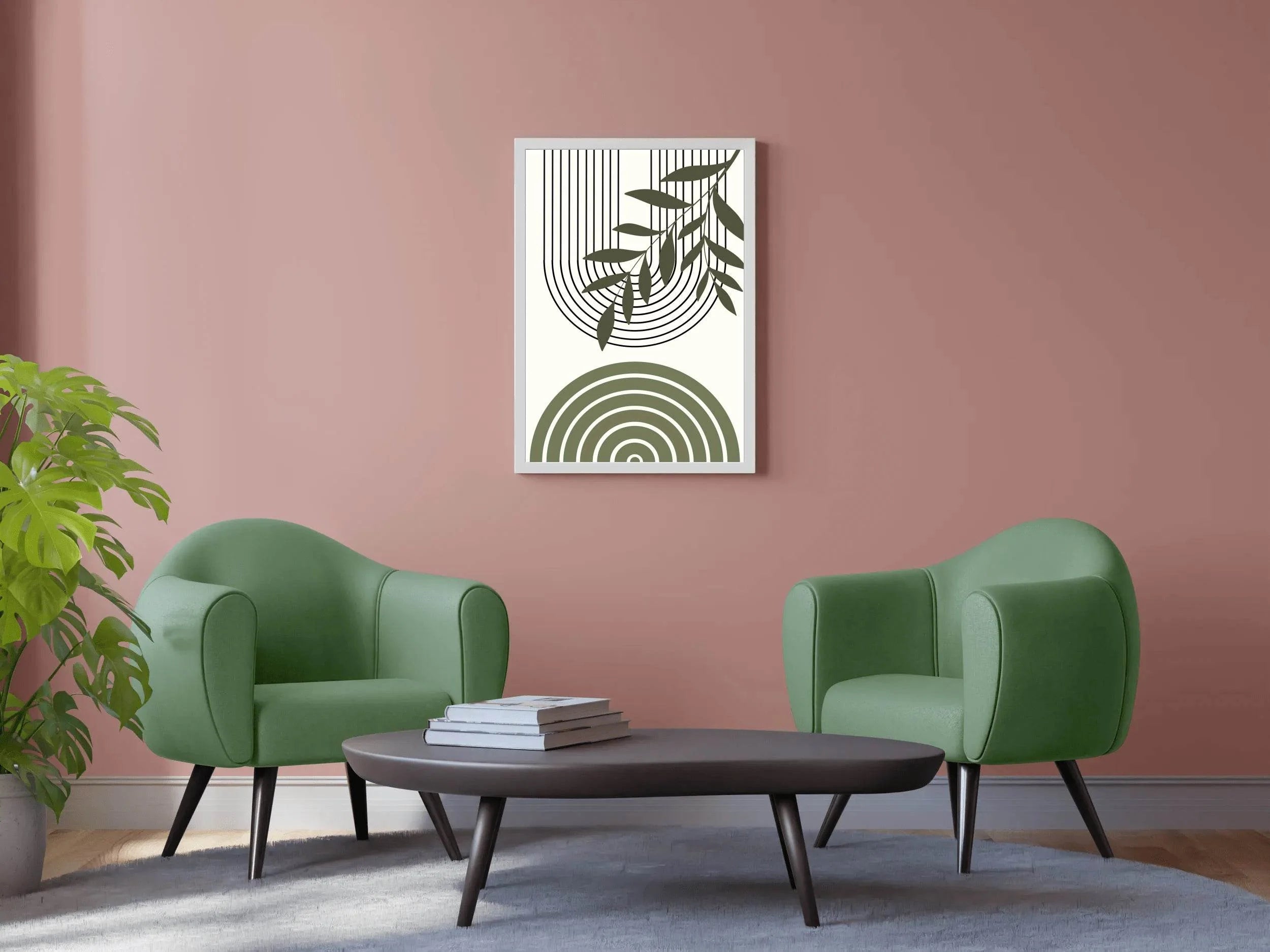 Abstract art Piece with a Leafy Branch ArtWork - beink online art store
