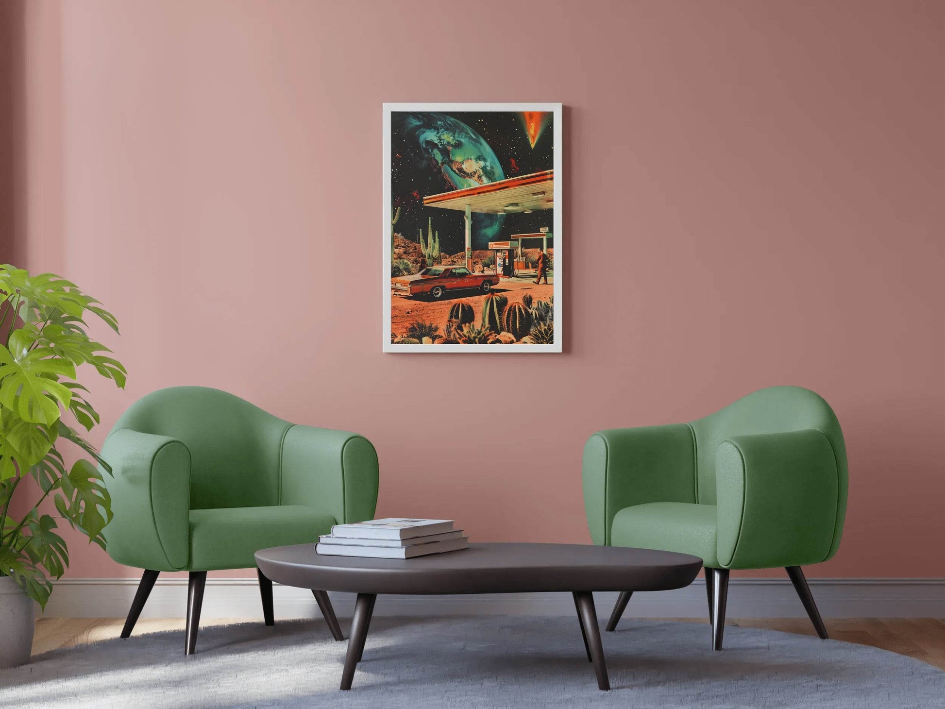 Gas Station With Space Background Wall Art - beink online art store