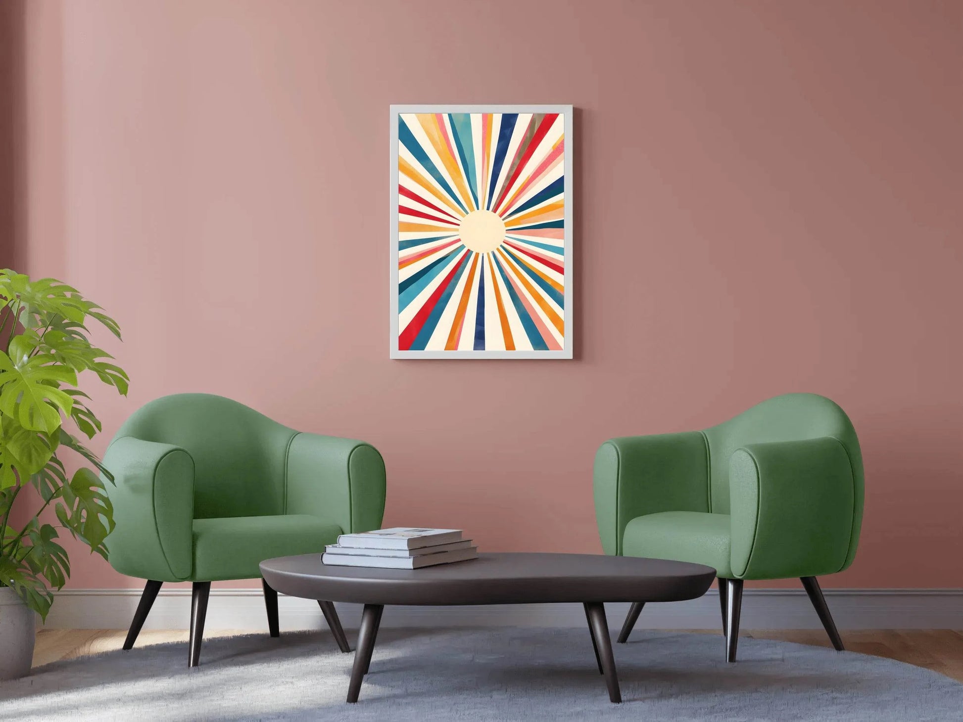 Abstract Sun Ray Retro Background Digital Art - beink online art store