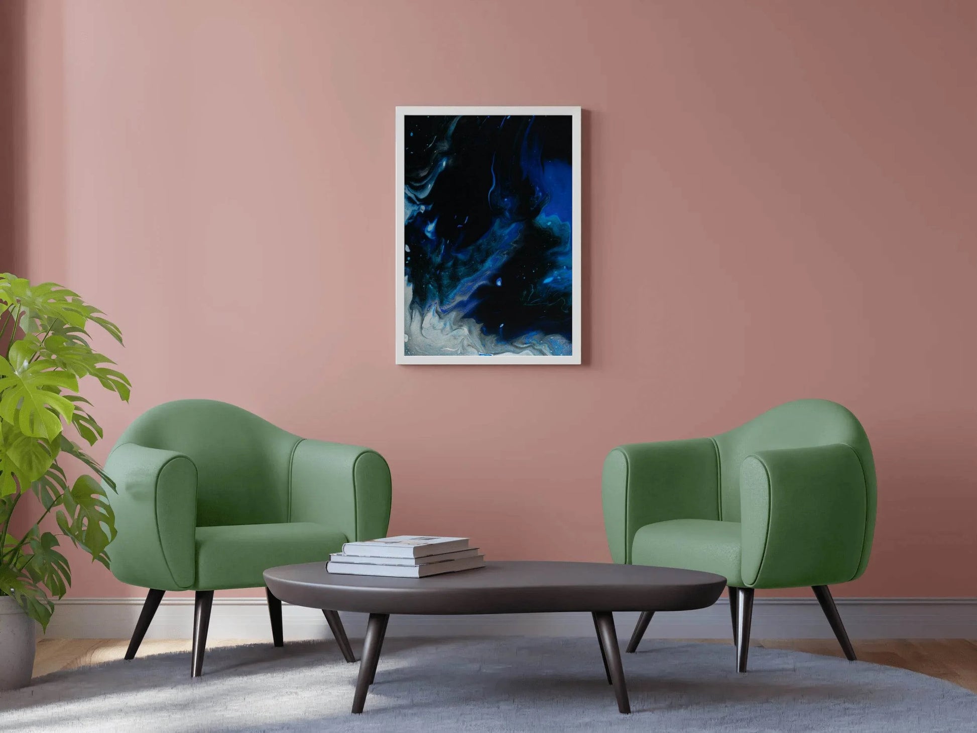 Blue Mix flowing Paint Abstract Wall Art - beink online art store