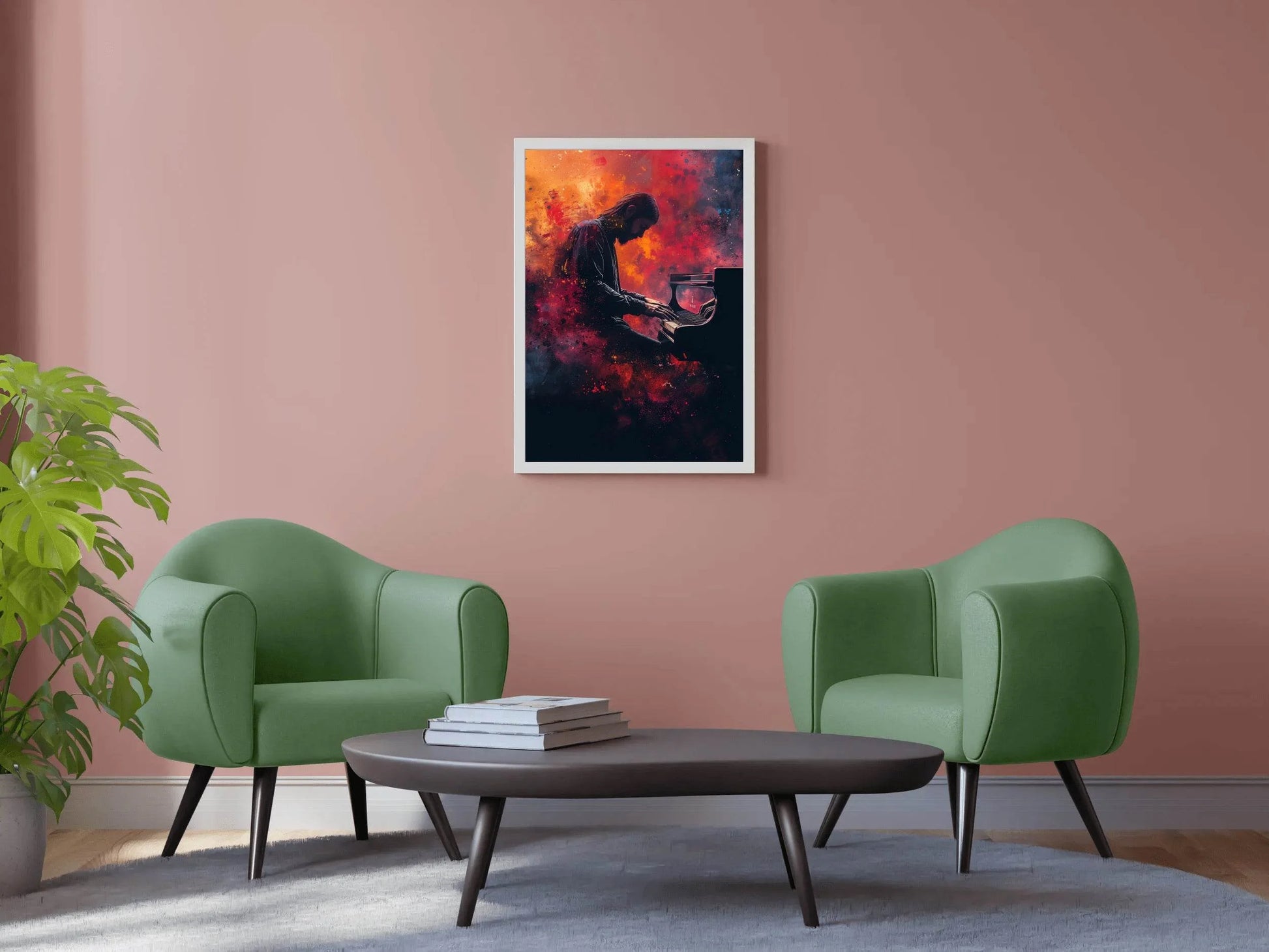 Digital Painting of a Man Playing Piano - beink online art store