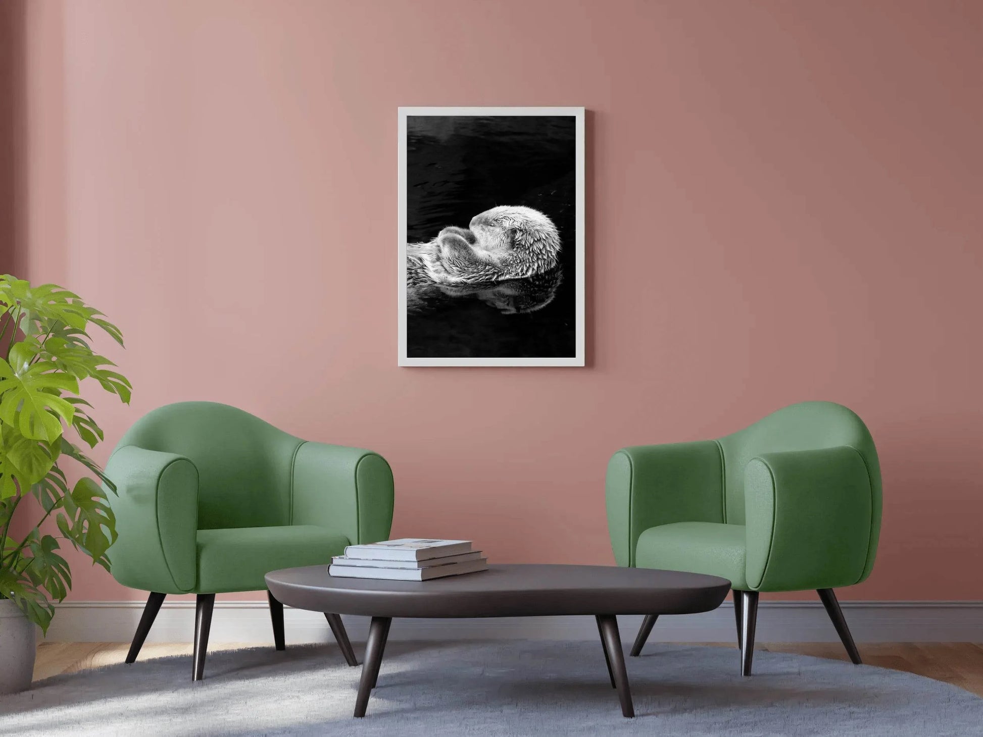 Sea Otter Black & White Wall Art - beink online art store