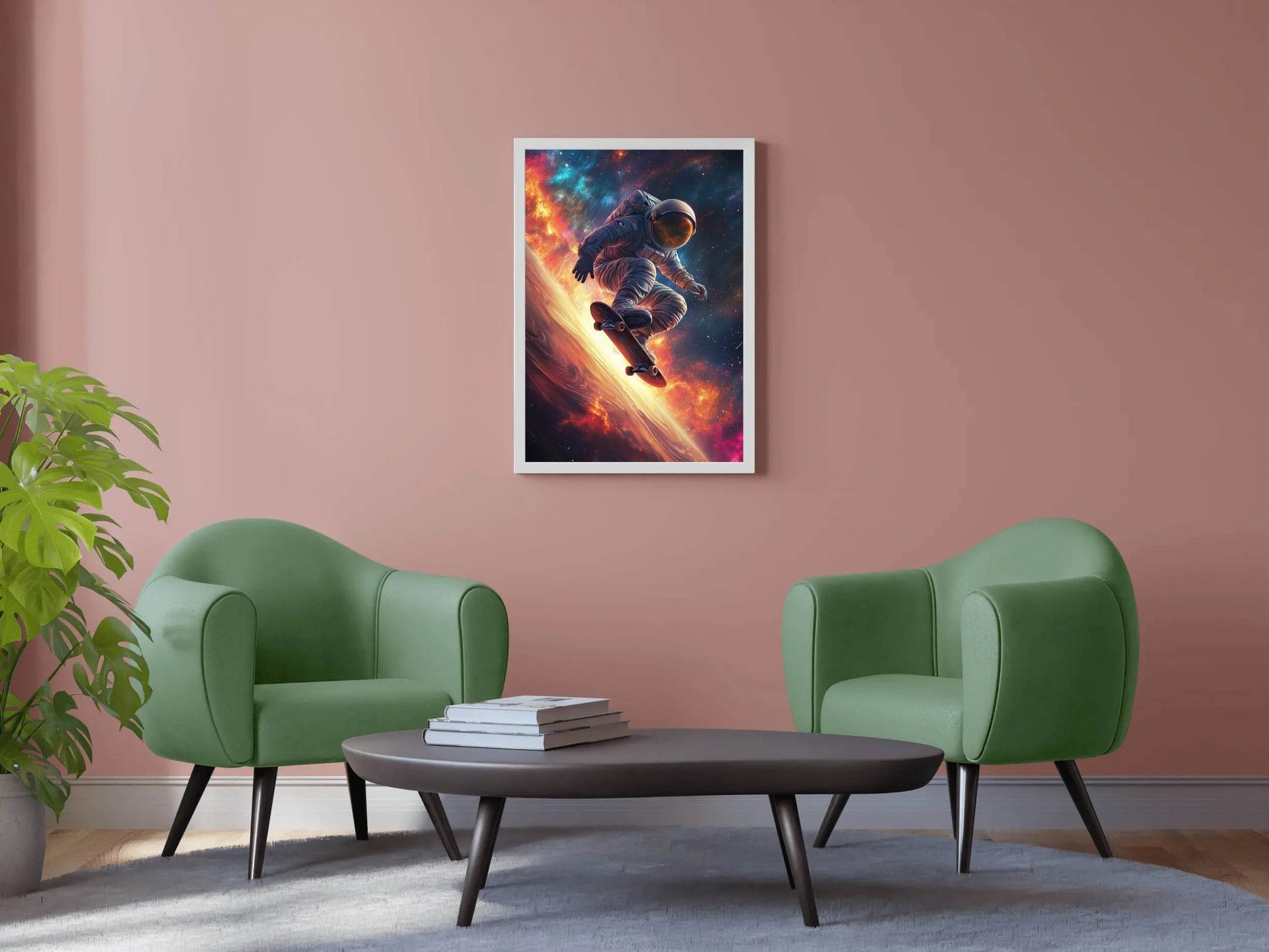 Astronaut skateboarding in space - beink online art store