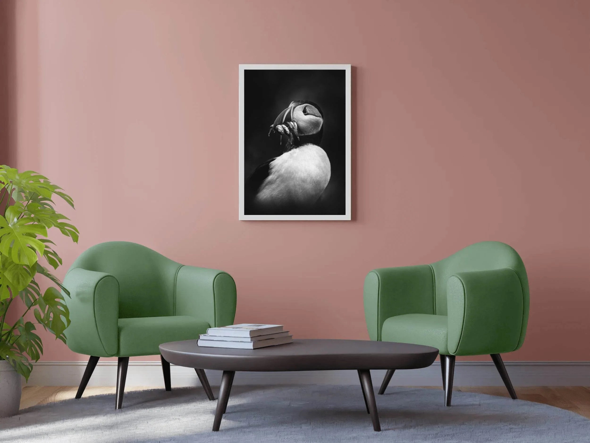 Atlantic Puffin Black & White Wall Art - beink online art store