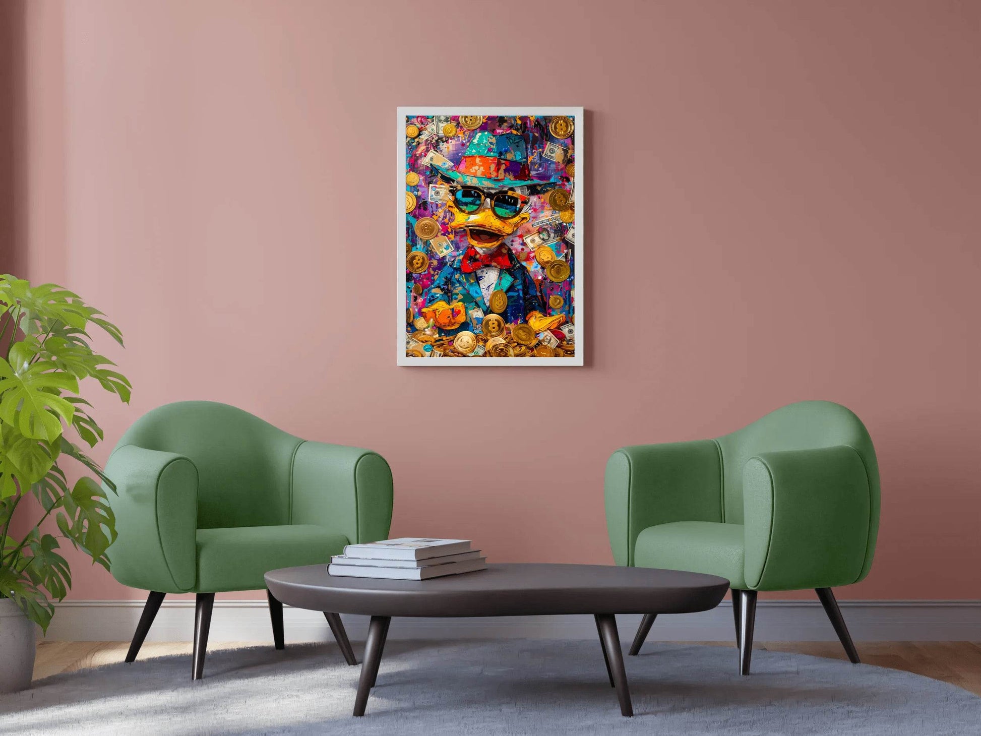 Donuld Duck with Money Around Wall Art - beink online art store