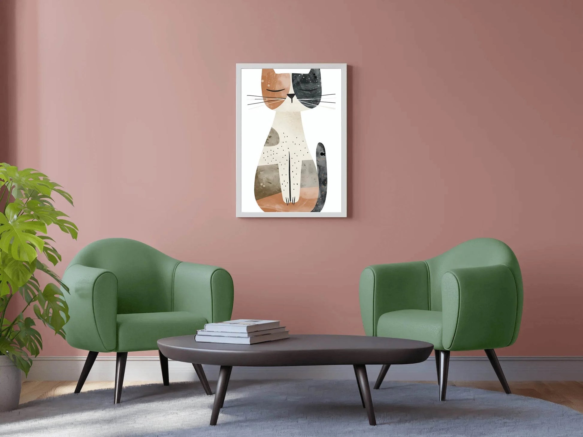 Geomatrical Painted Illustration of a Cat - beink online art store