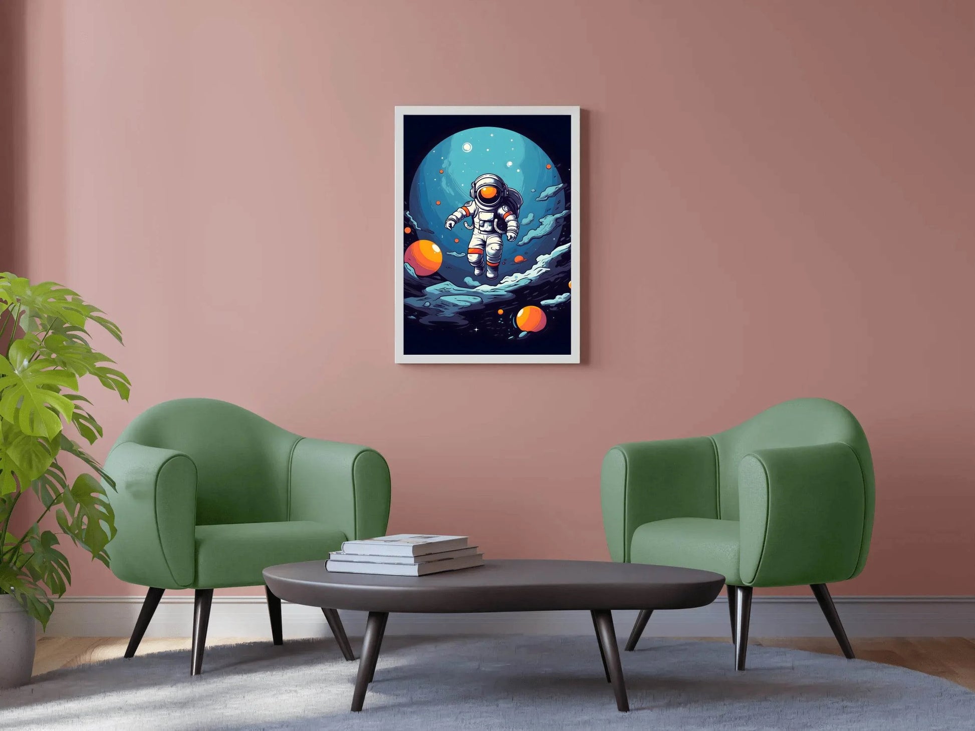 Cartoonish Illustration of Astronaut Flying in Space - beink online art store