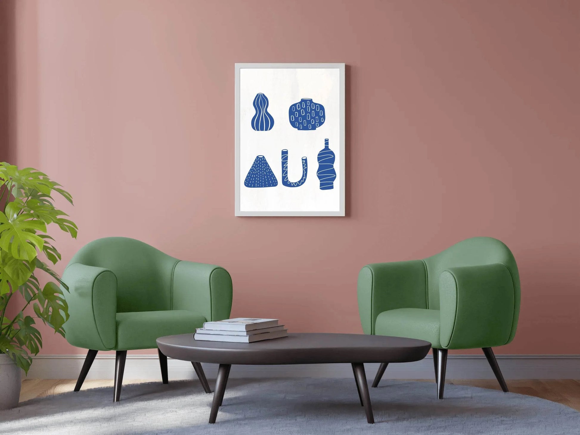 Blue Greek Vases Wall Art - beink online art store