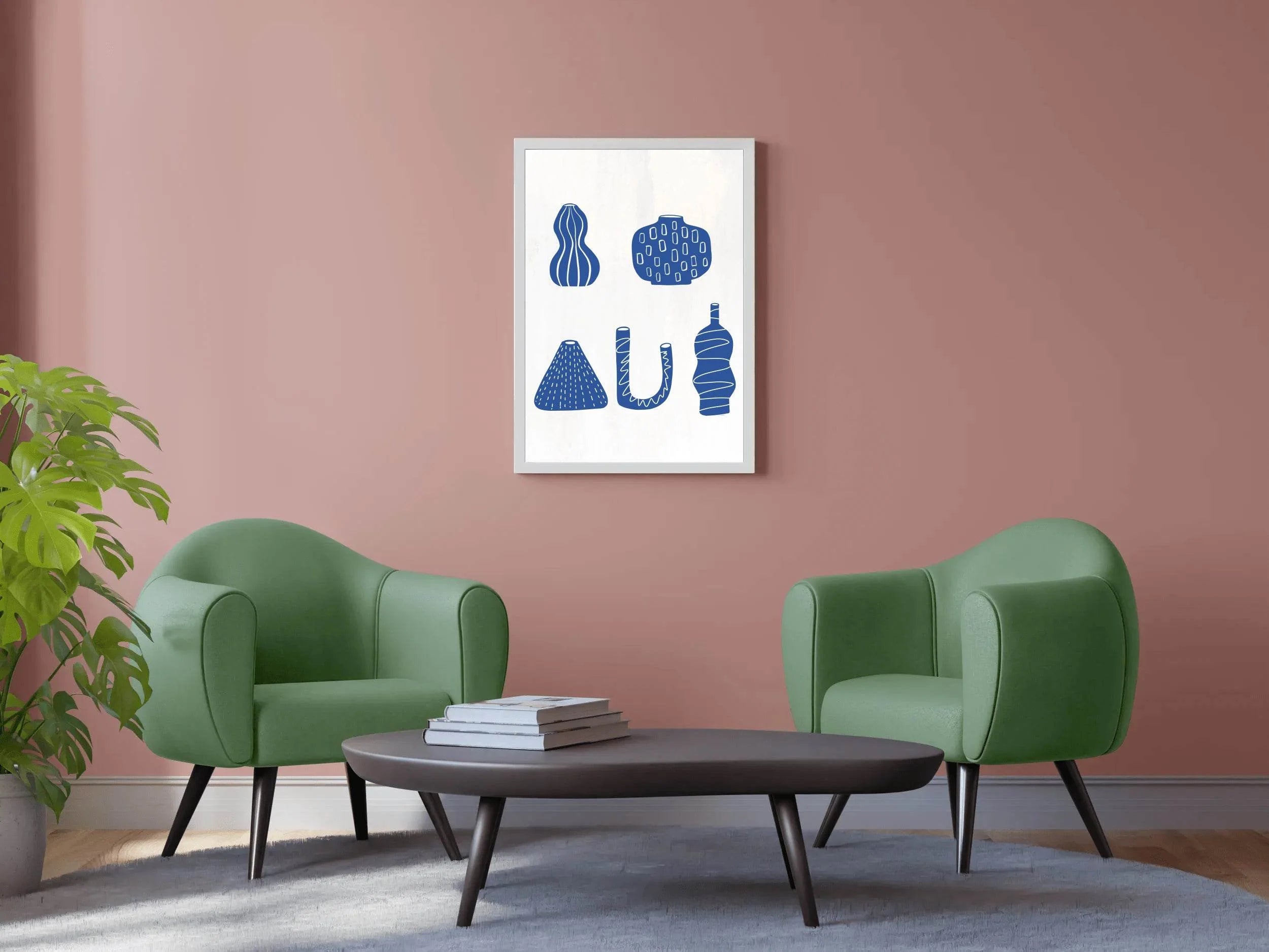 Blue Greek Vases Wall Art - beink online art store