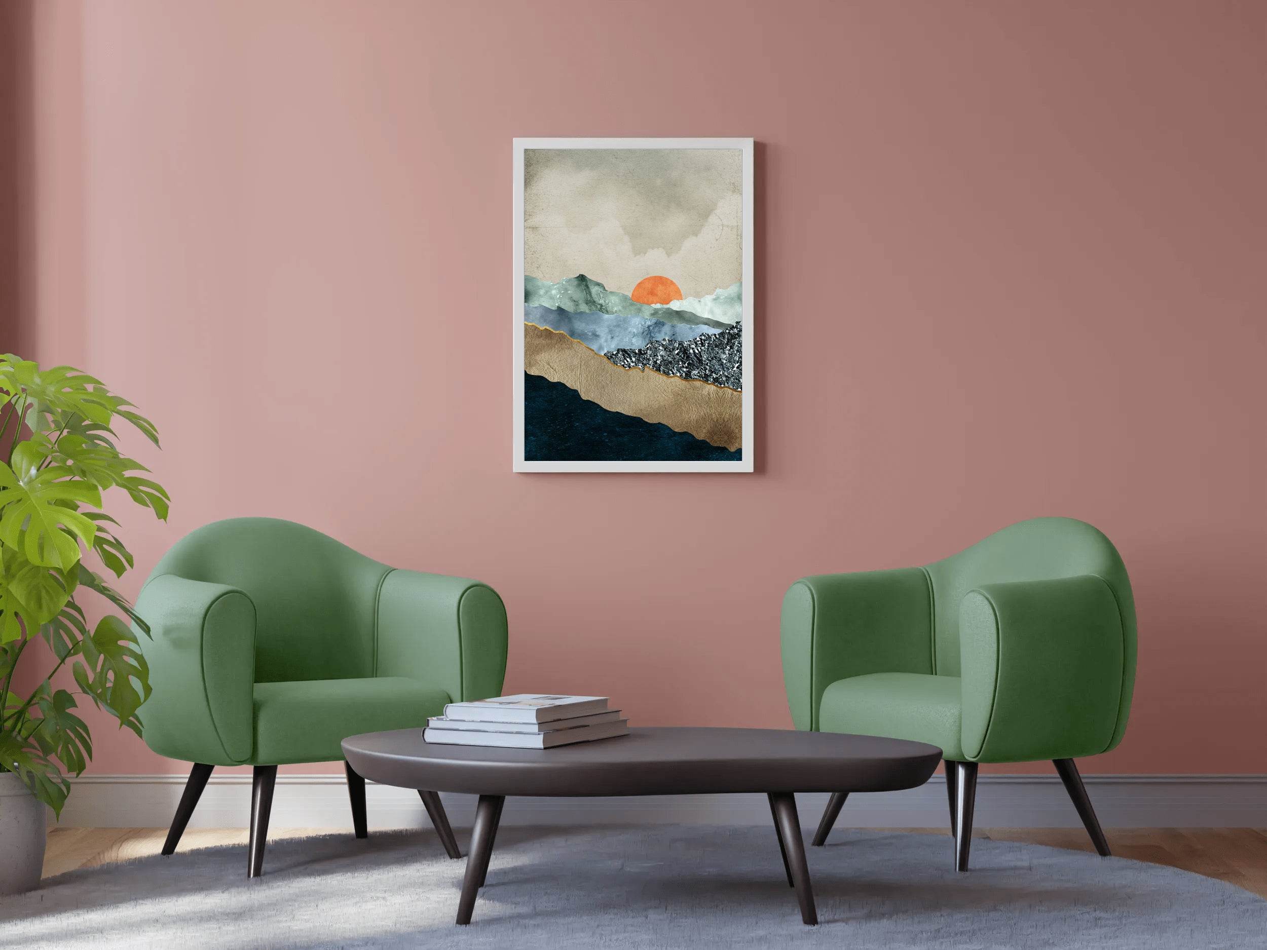 Golden Sunset Over Mountains Wall Art - beink online art store