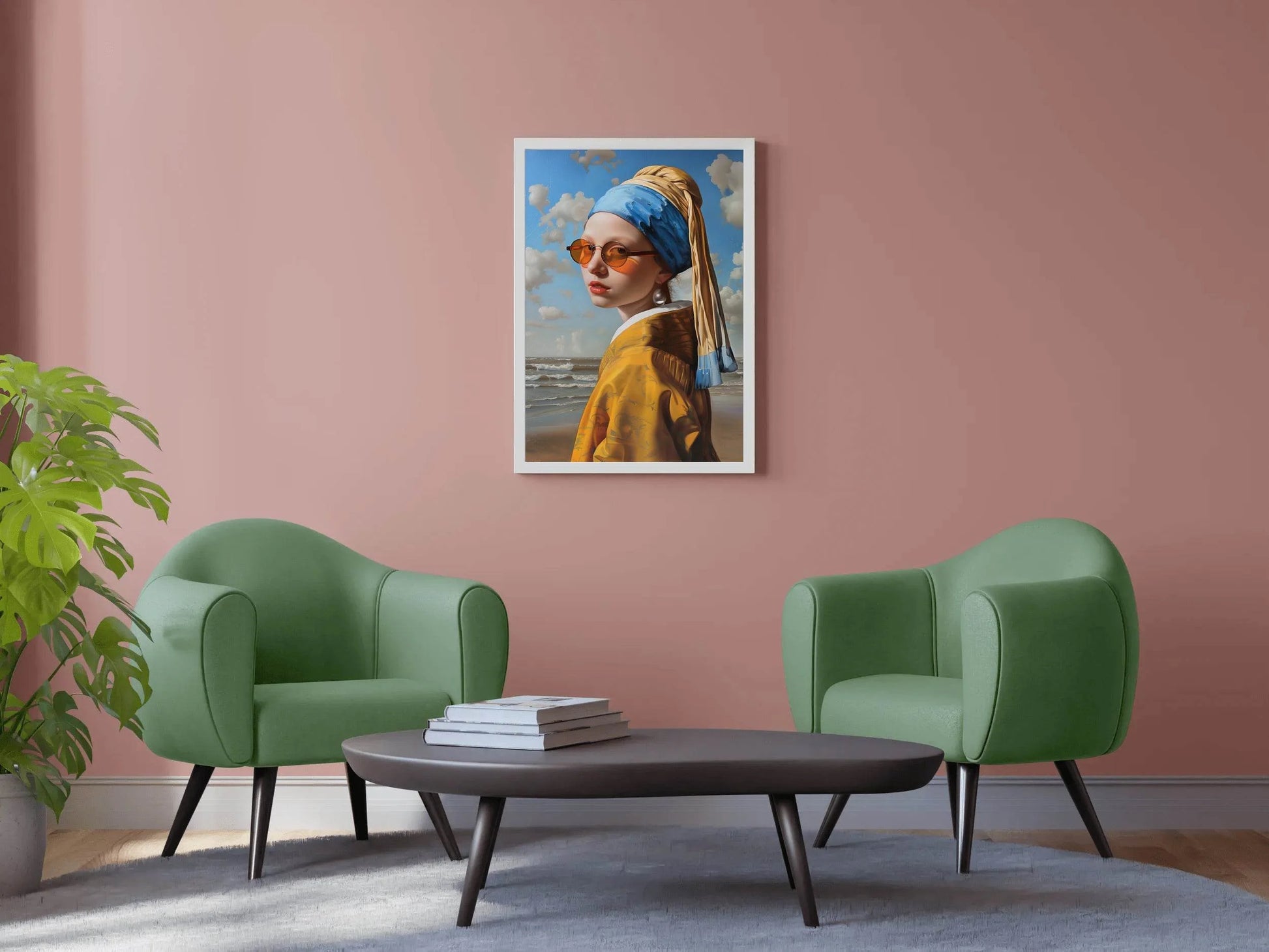 Vermeer's Girl with a Pearl Earring on the beach Wall Art - beink online art store