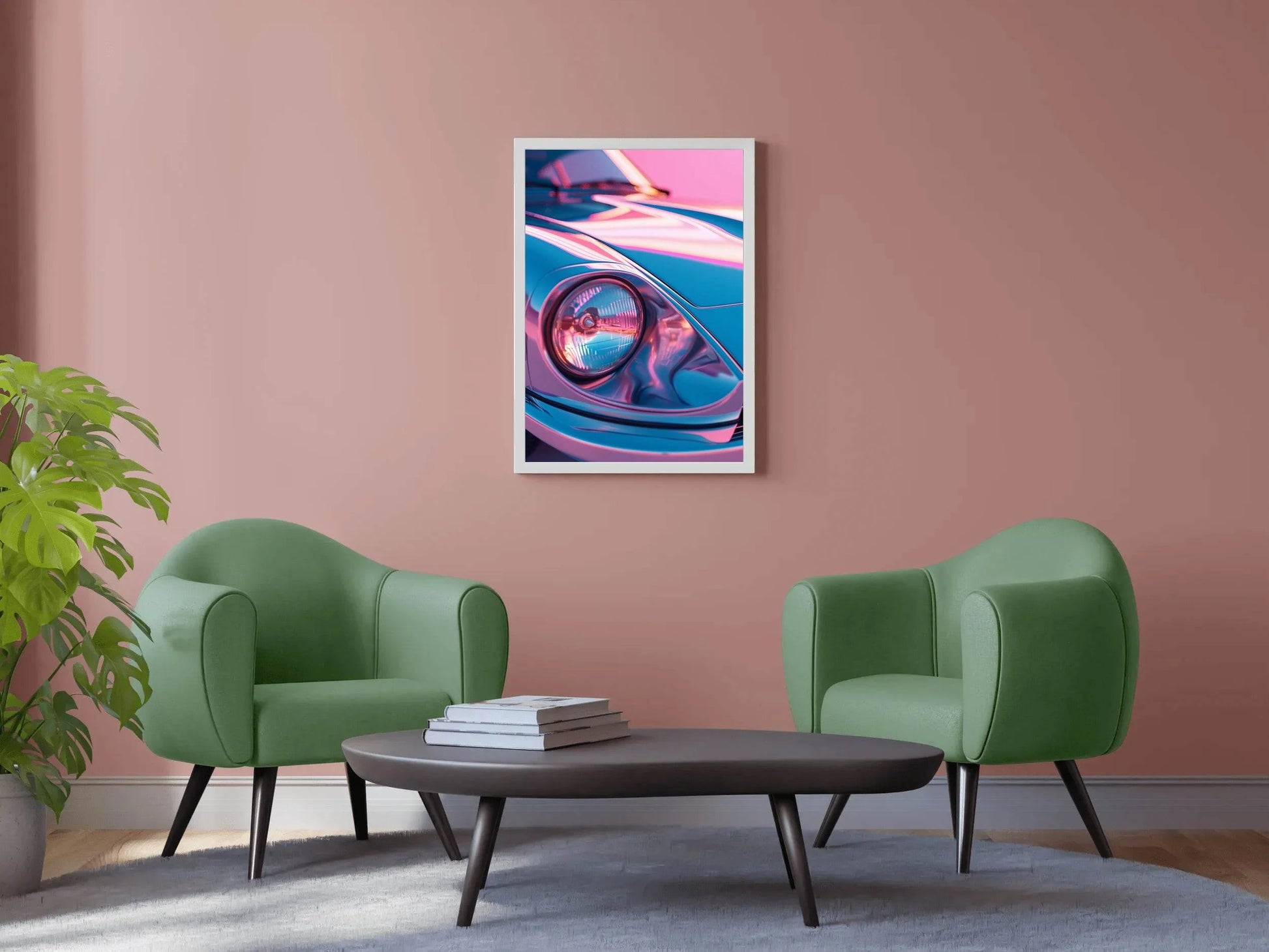 Neon Pink Porsche 911 Wall Art - beink online art store