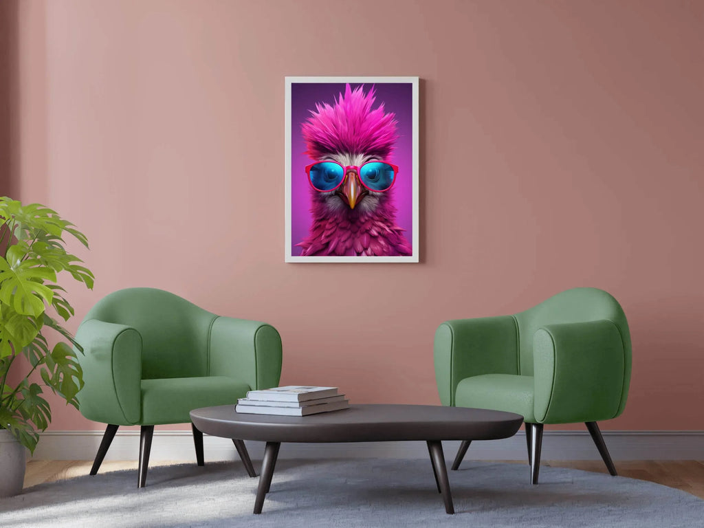 Purple Color Bird Wearing Glasses Wall Art - beink online art store