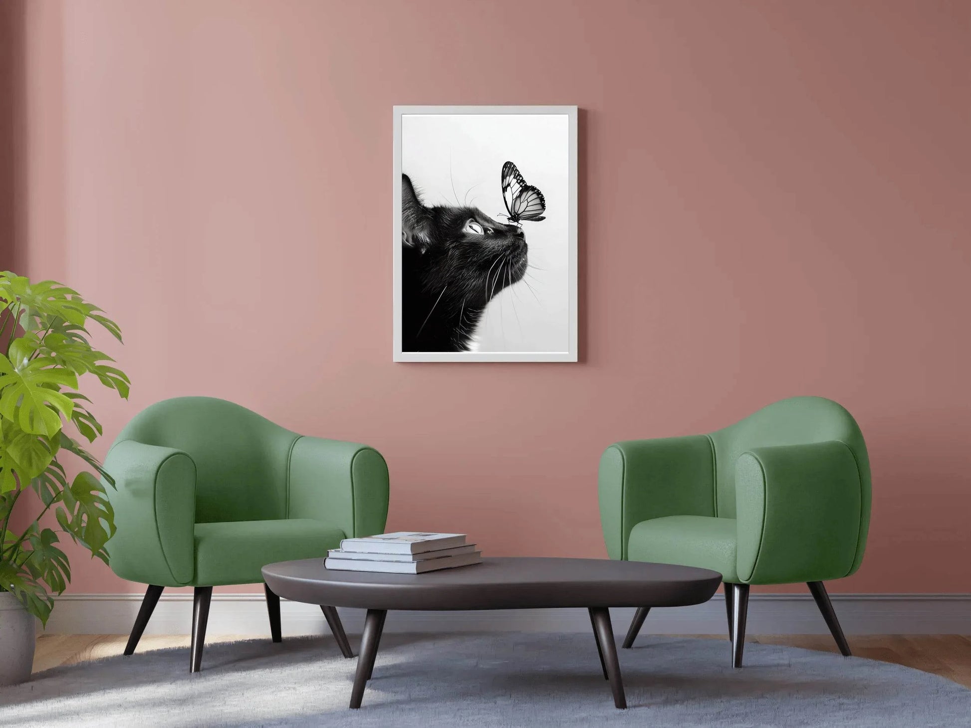 Butterfly on Black Cat Nose - beink online art store