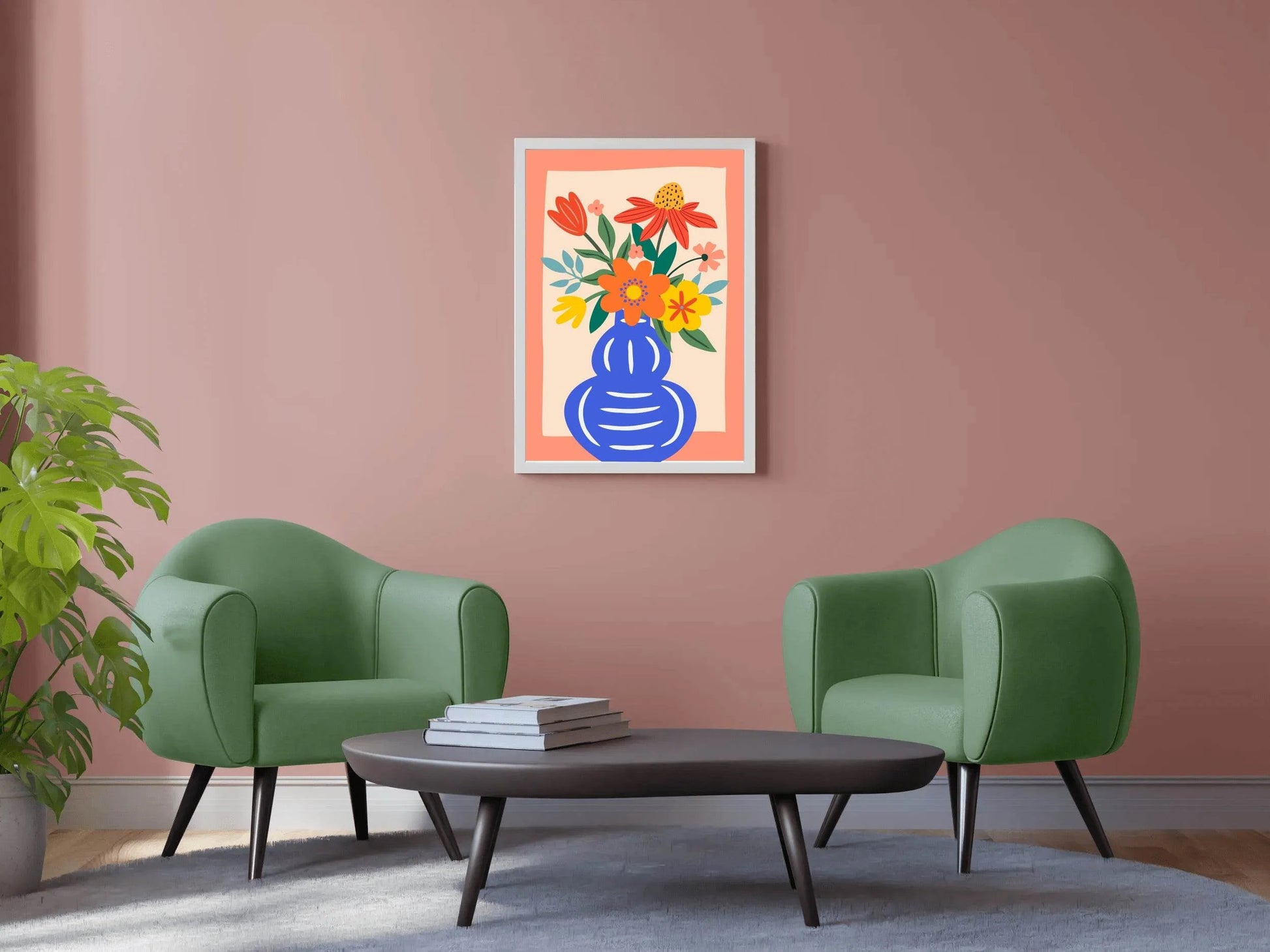 Painting a Blue Vase With Flowers Wall Art - beink online art store